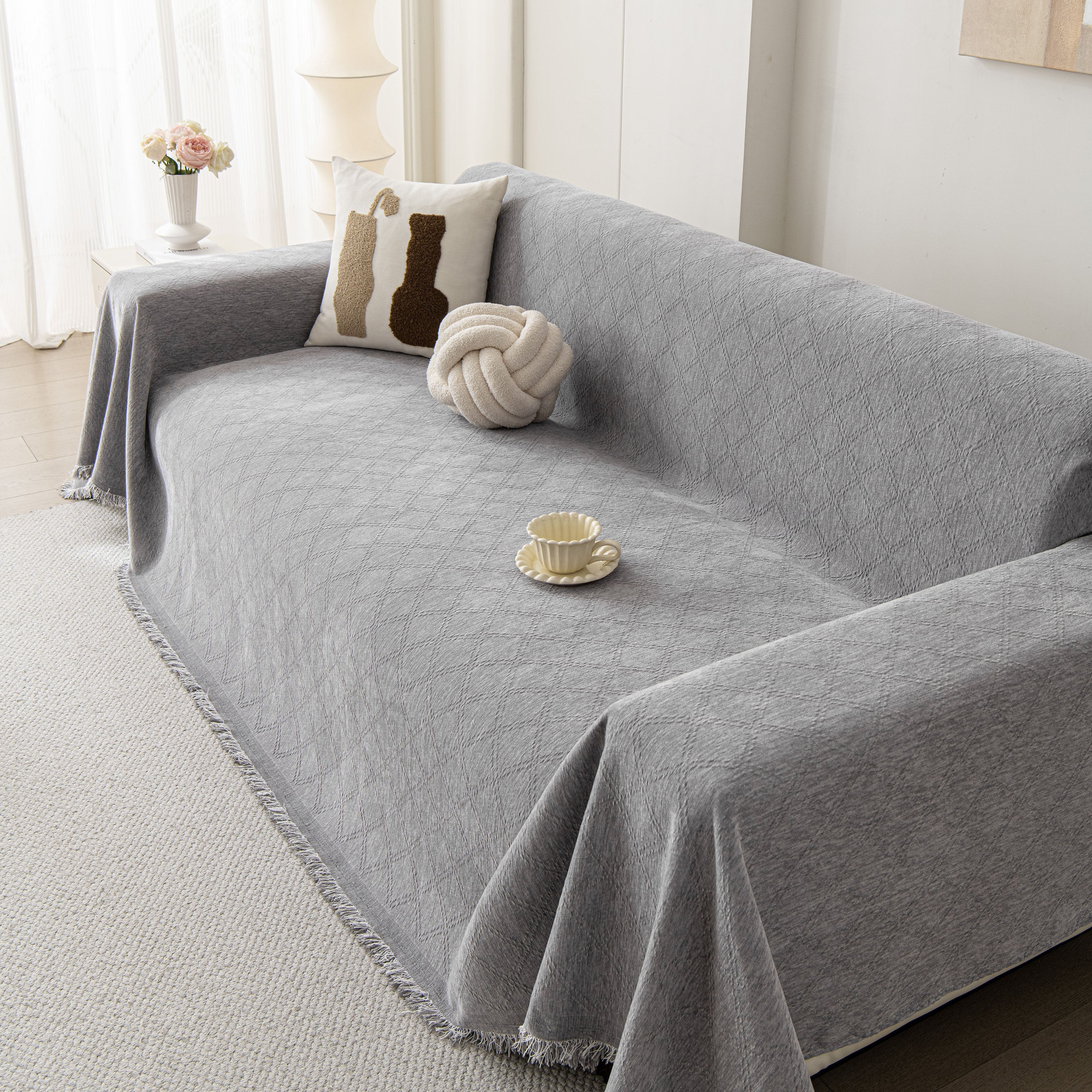 Soft Textured Couch Cover Slipcover Blanket, Modern Couch Covers For Dogs Washable