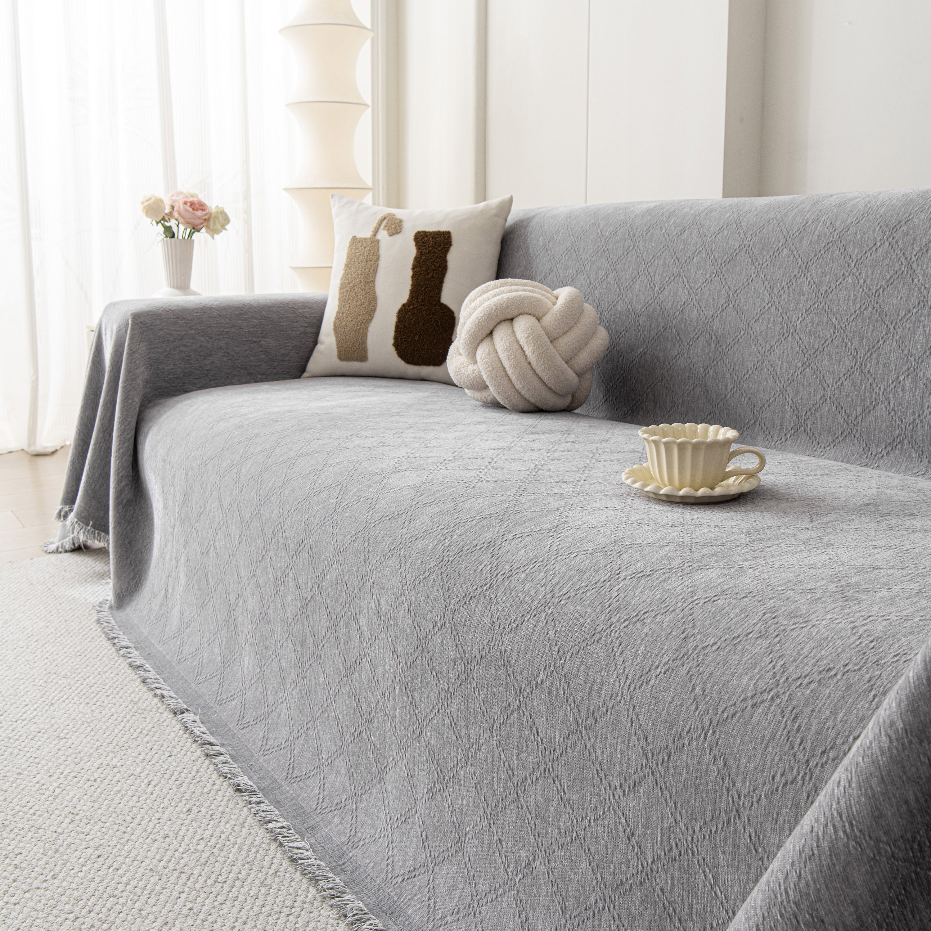 Soft Textured Couch Cover Slipcover Blanket, Modern Couch Covers For Dogs Washable