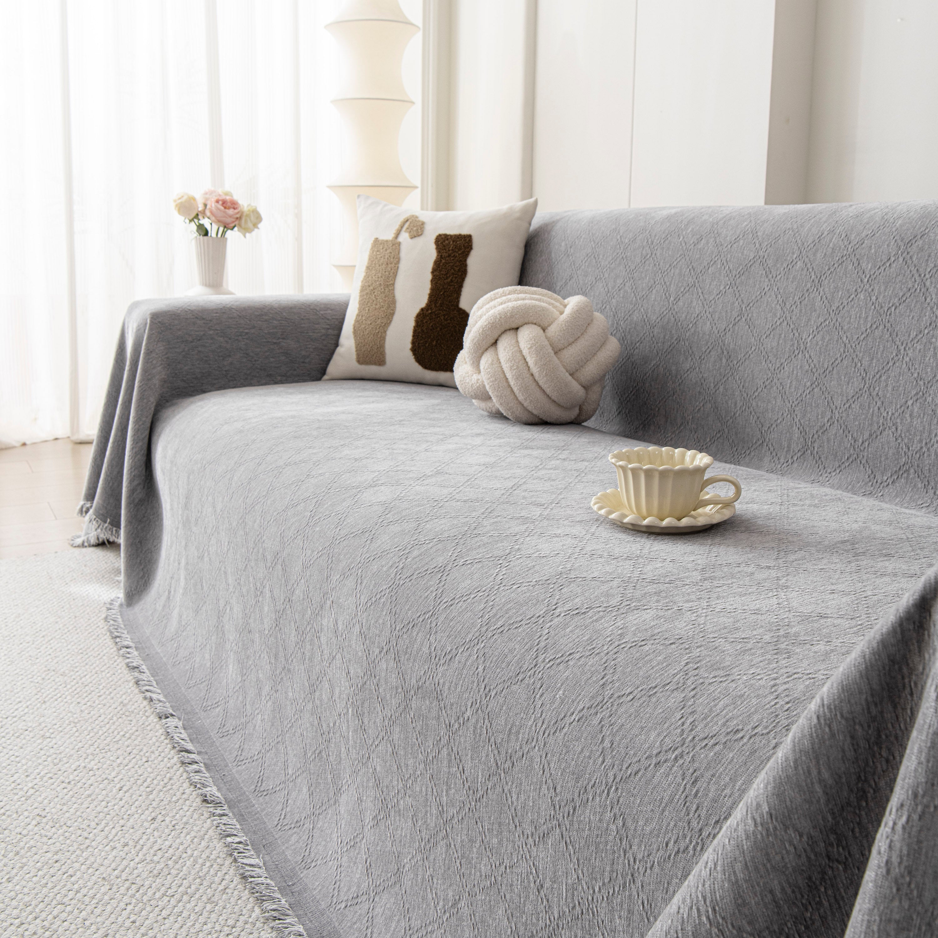 Soft Textured Couch Cover Slipcover Blanket, Modern Couch Covers For Dogs Washable