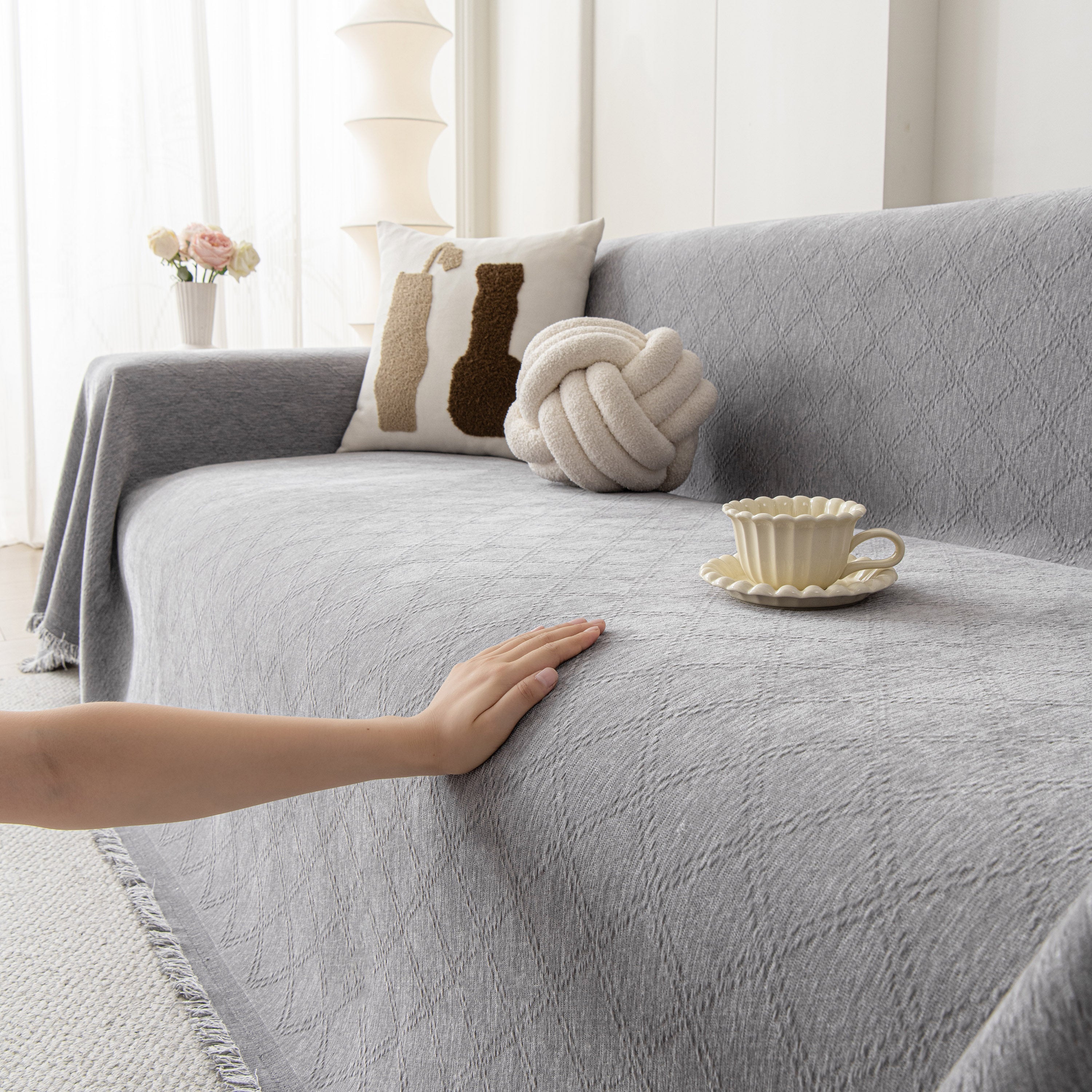 Soft Textured Couch Cover Slipcover Blanket, Modern Couch Covers For Dogs Washable