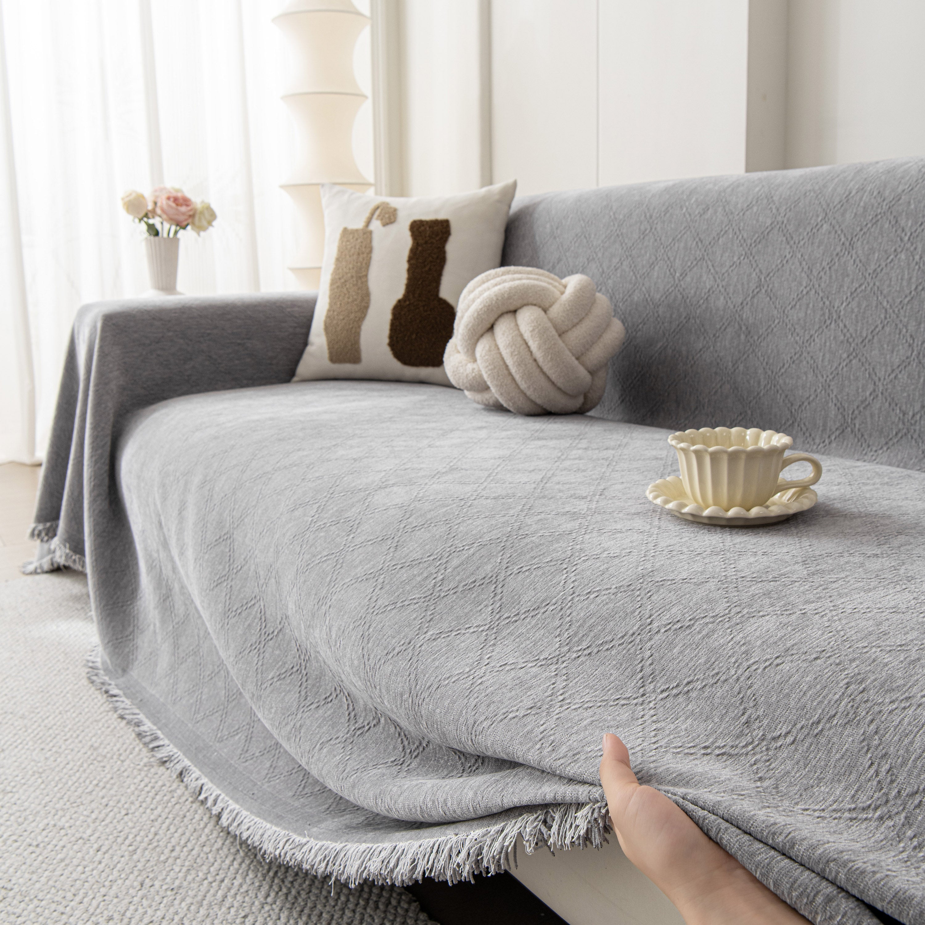 Soft Textured Couch Cover Slipcover Blanket, Modern Couch Covers For Dogs Washable