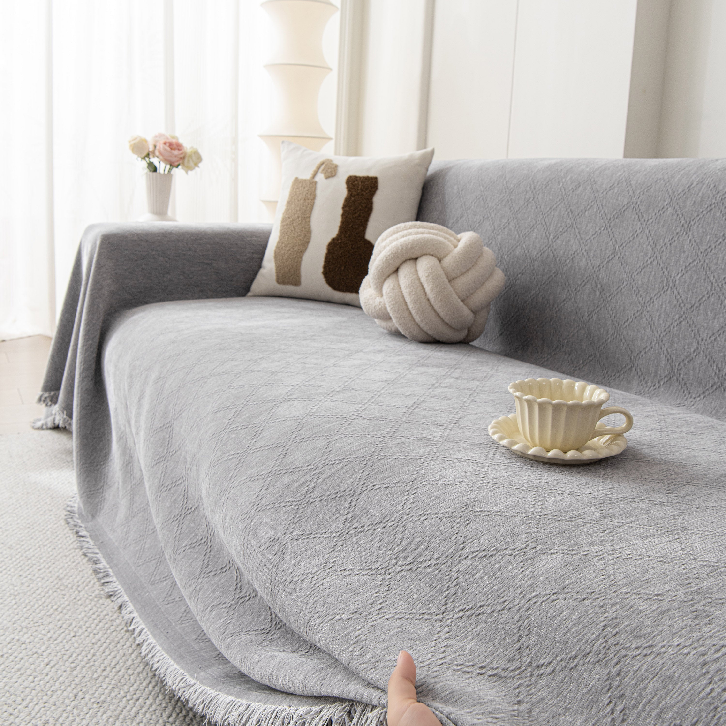 Soft Textured Couch Cover Slipcover Blanket, Modern Couch Covers For Dogs Washable