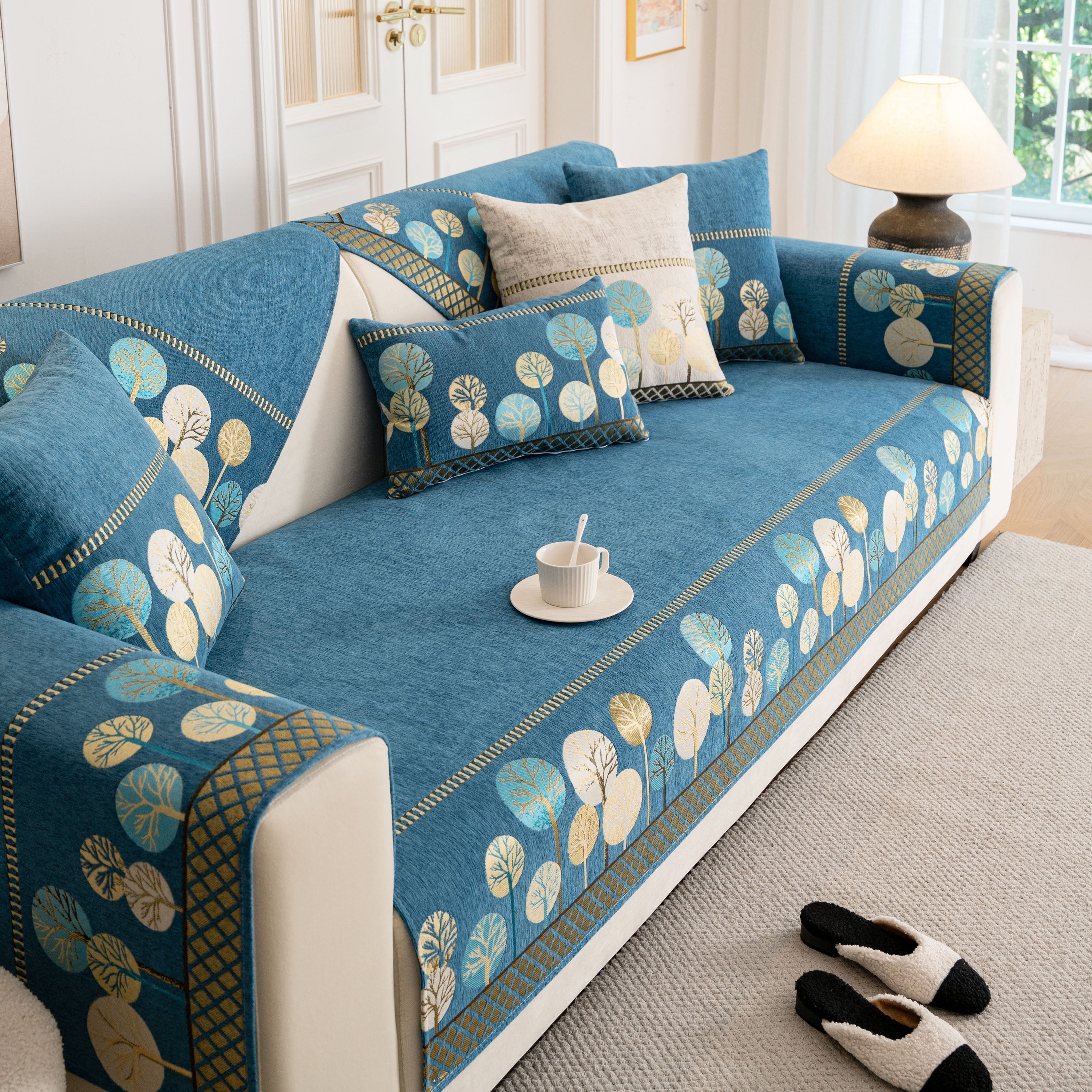 Sofa Cover For Couch, Non-slip Sectional Couch Cover With Woven Tree Pattern
