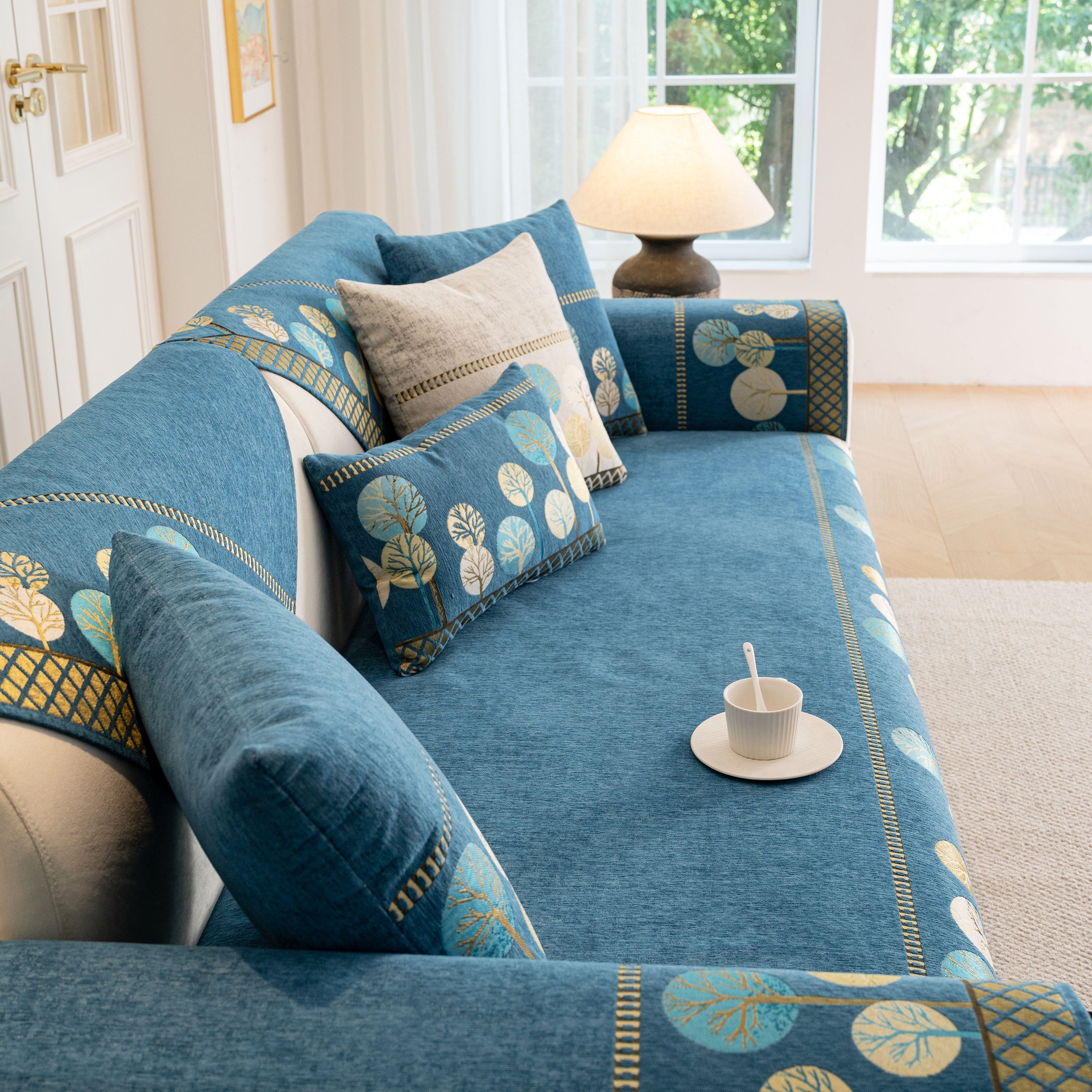 Sofa Cover For Couch, Non-slip Sectional Couch Cover With Woven Tree Pattern