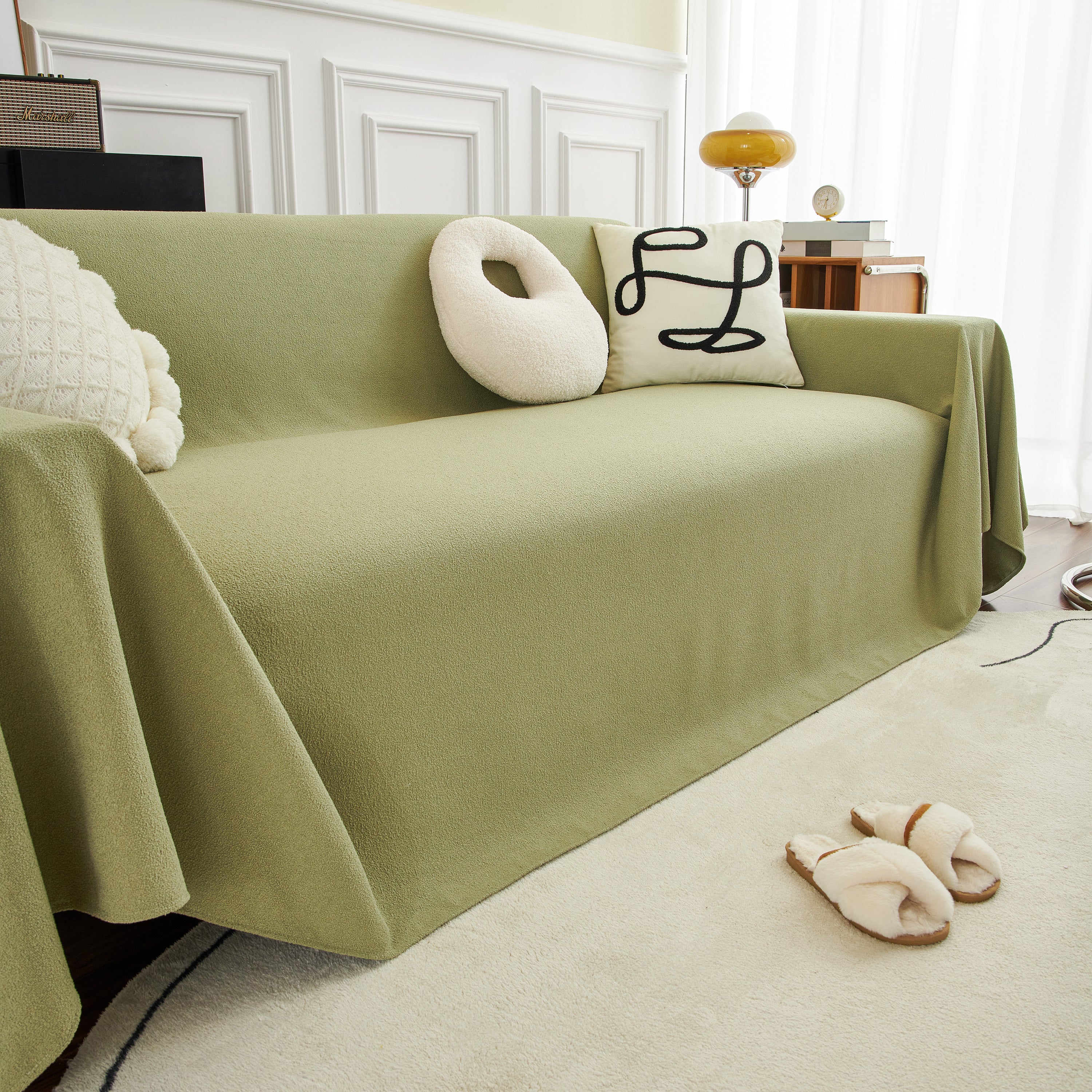 Teddy Throw Blanket And Stylish Slipcover For Couch, Waterproof Sofa Cover For Pets