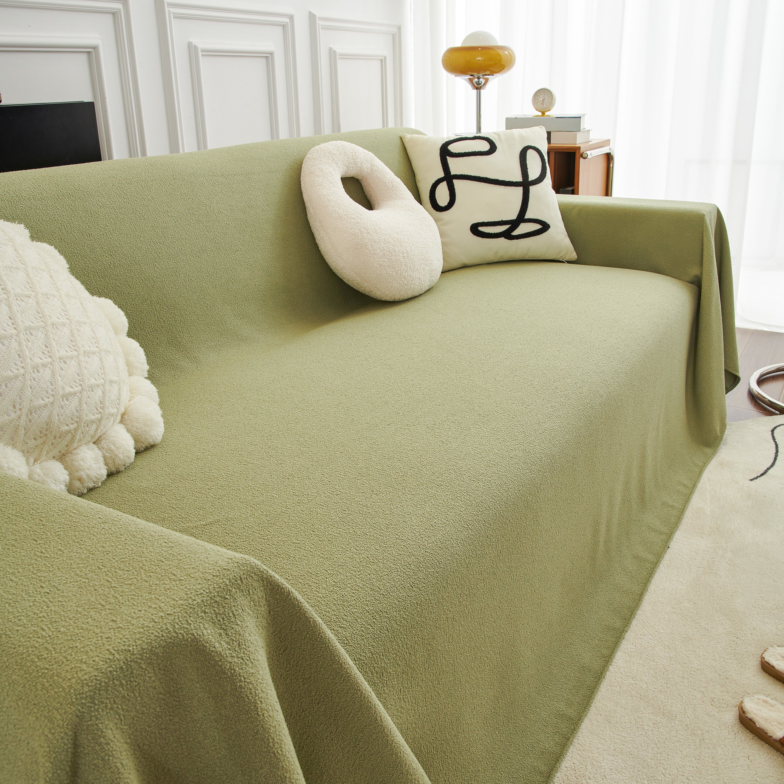 Teddy Throw Blanket And Stylish Slipcover For Couch, Waterproof Sofa Cover For Pets