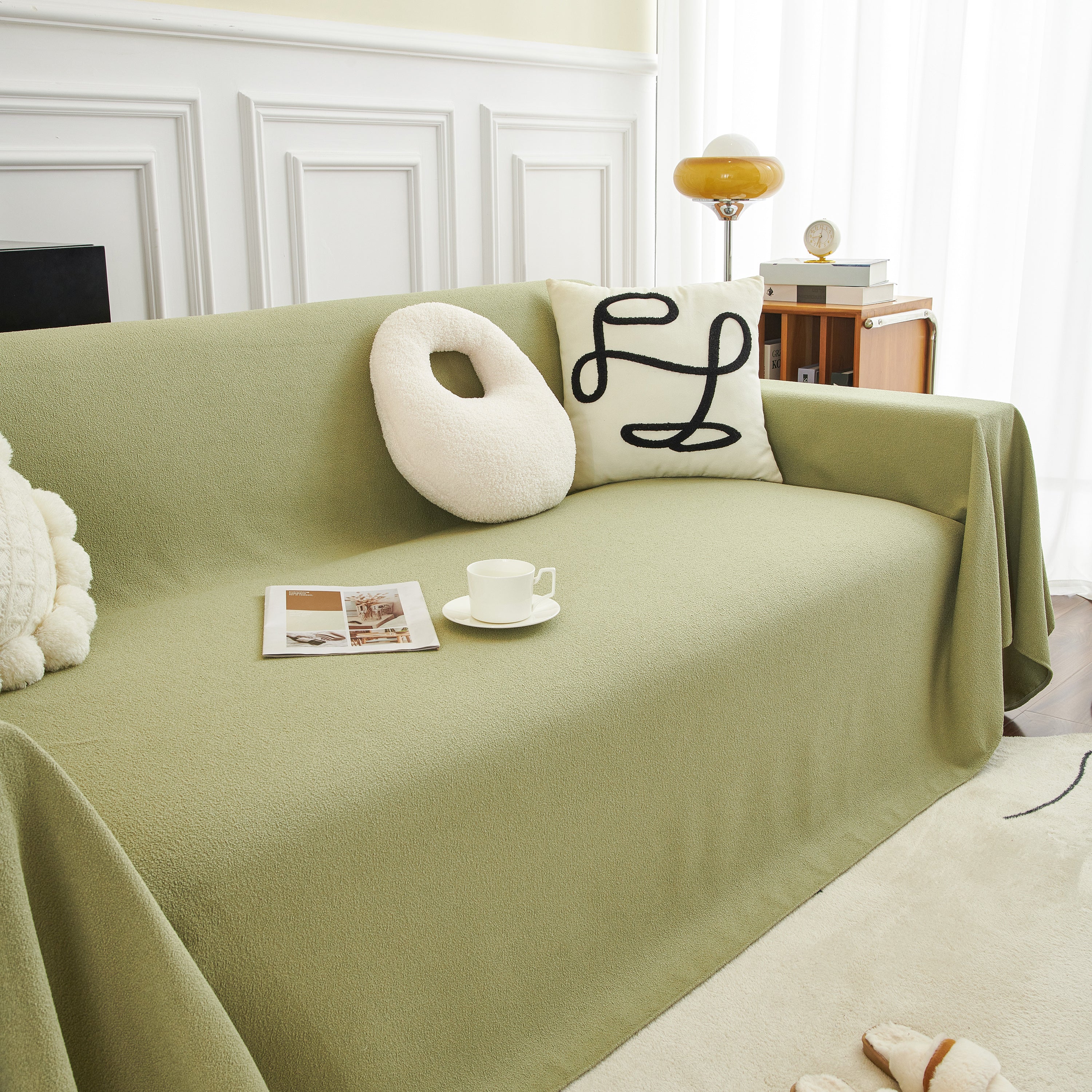 Teddy Throw Blanket And Stylish Slipcover For Couch, Waterproof Sofa Cover For Pets