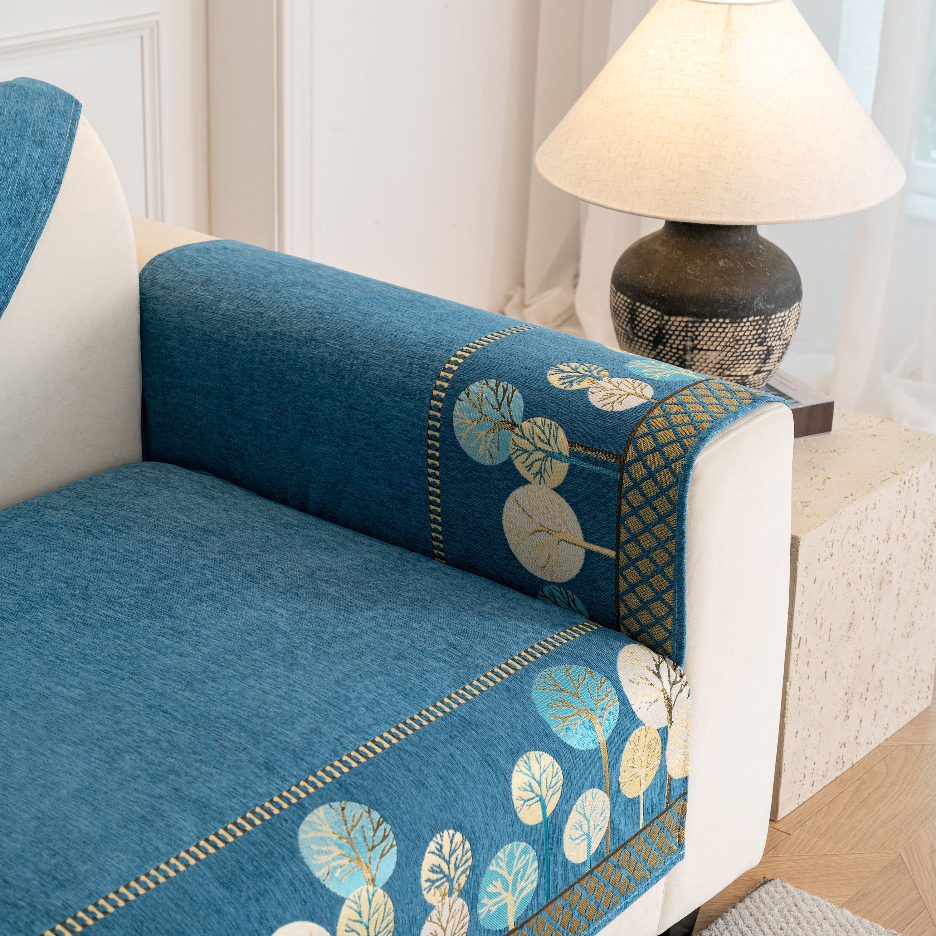 Sofa Cover For Couch, Non-slip Sectional Couch Cover With Woven Tree Pattern