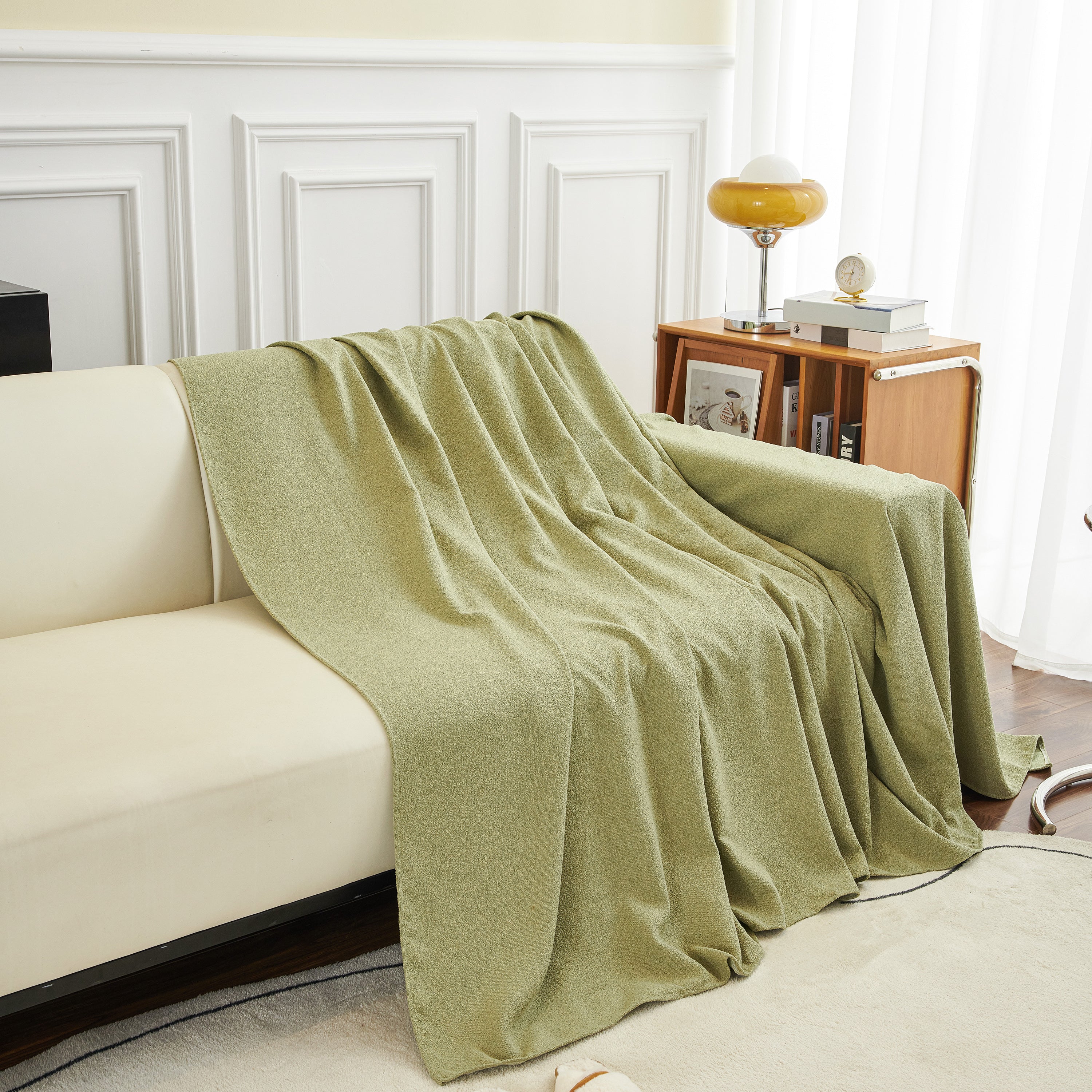 Teddy Throw Blanket And Stylish Slipcover For Couch, Waterproof Sofa Cover For Pets
