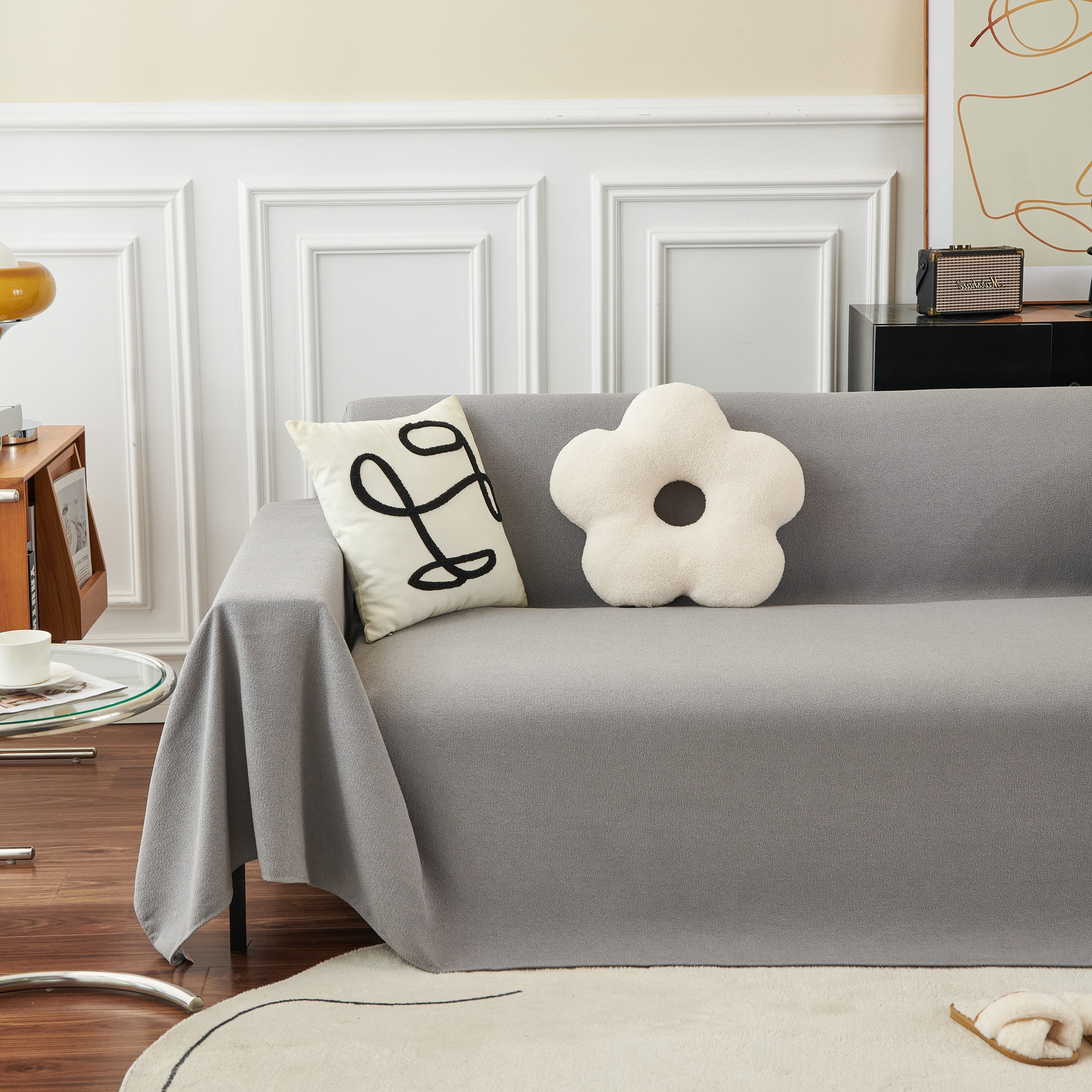 Teddy Throw Blanket And Stylish Slipcover For Couch, Waterproof Sofa Cover For Pets