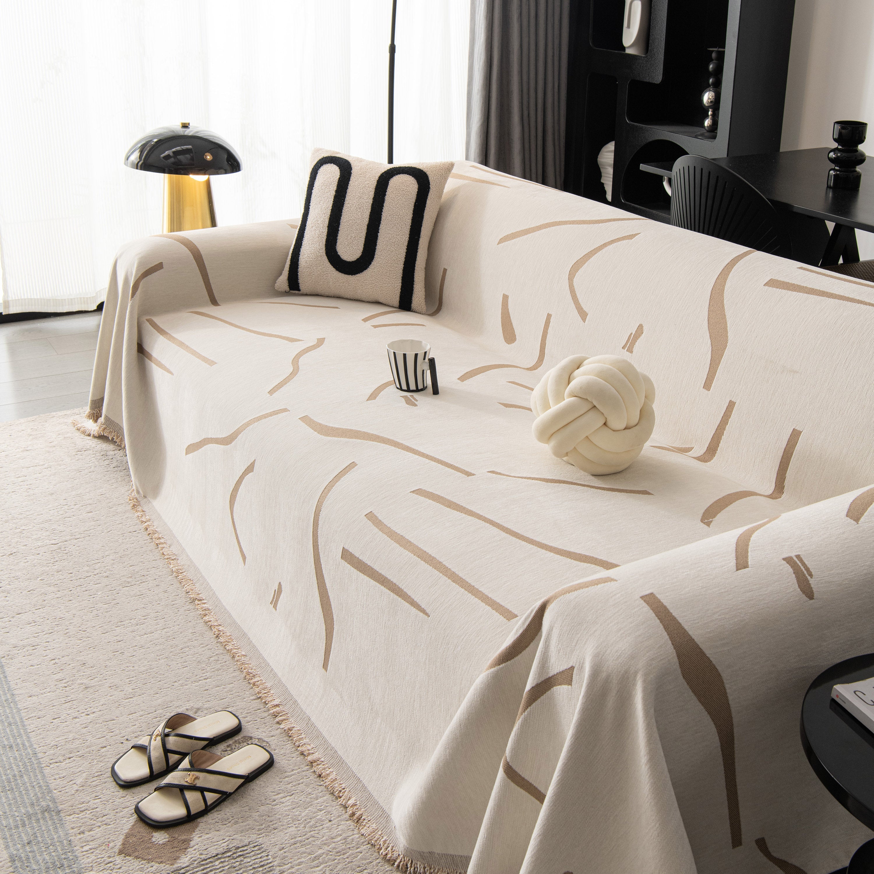 Modern Abstract Couch Cover Blanket, Decor Furniture Protector For Sectional Sofa
