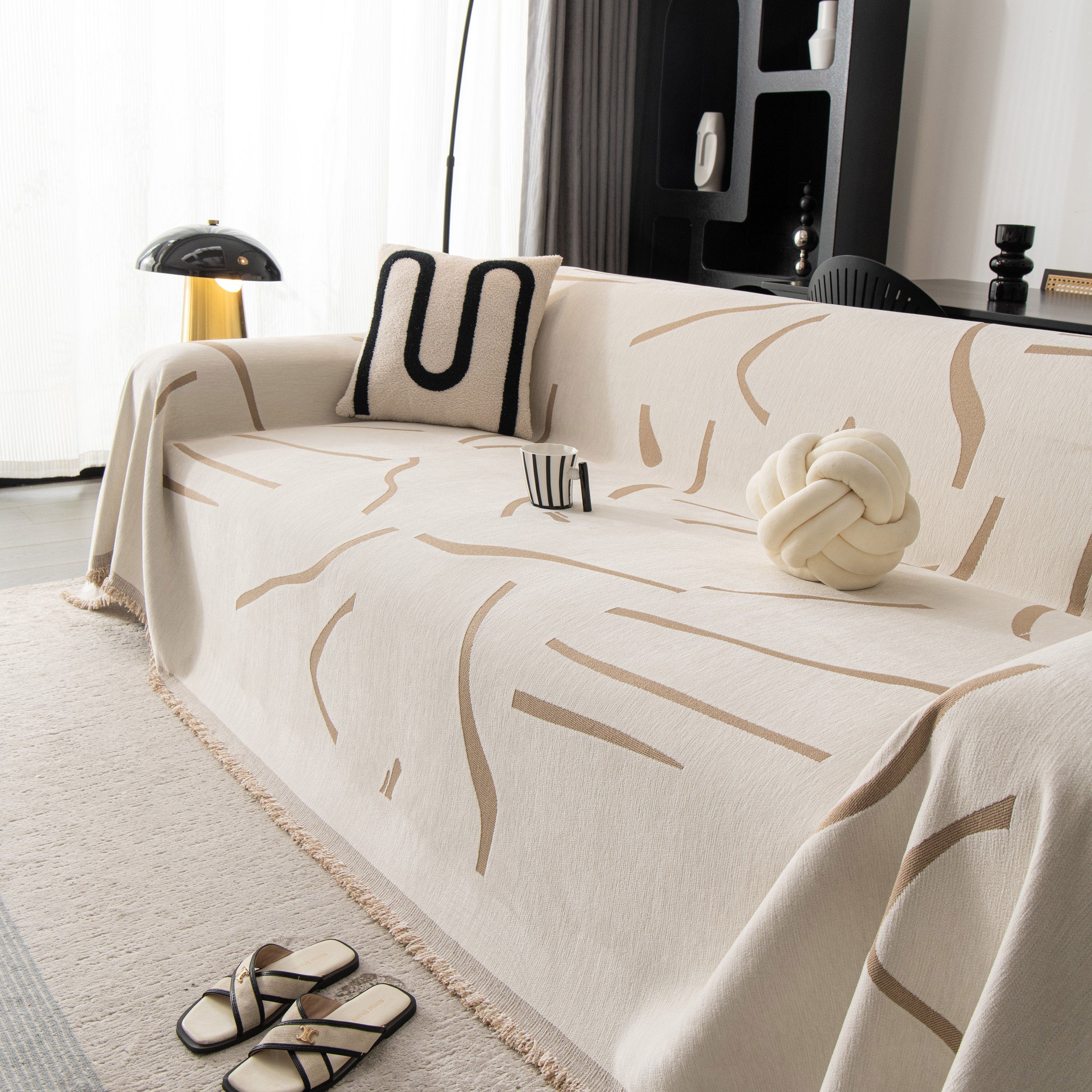 Modern Abstract Couch Cover Blanket, Decor Furniture Protector For Sectional Sofa