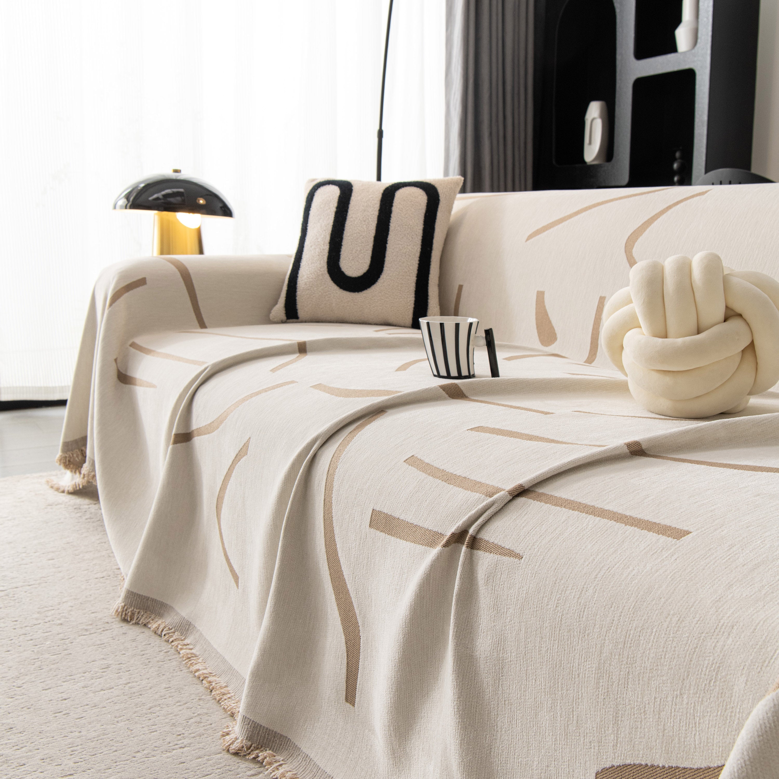 Modern Abstract Couch Cover Blanket, Decor Furniture Protector For Sectional Sofa