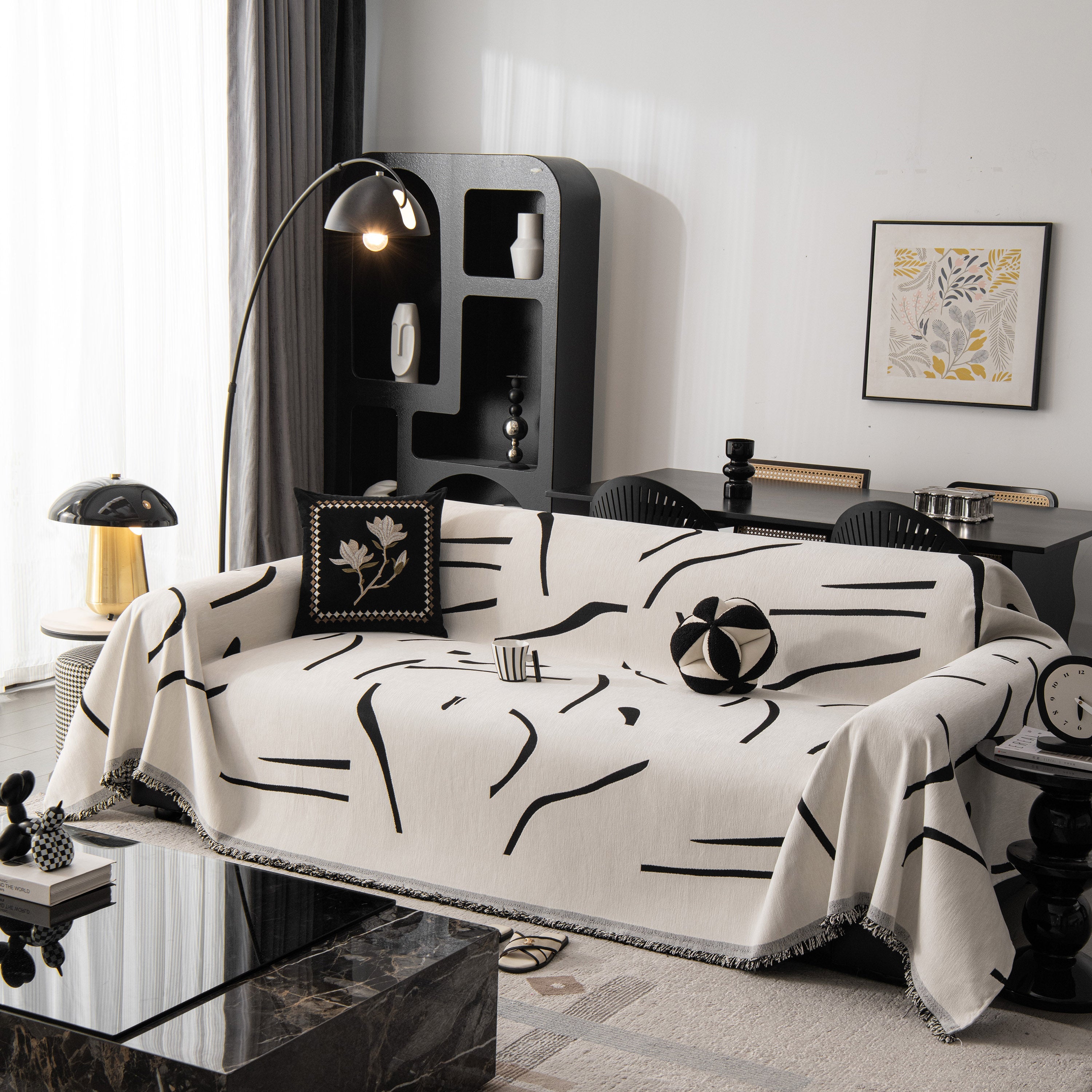 Modern Abstract Couch Cover Blanket, Decor Furniture Protector For Sectional Sofa
