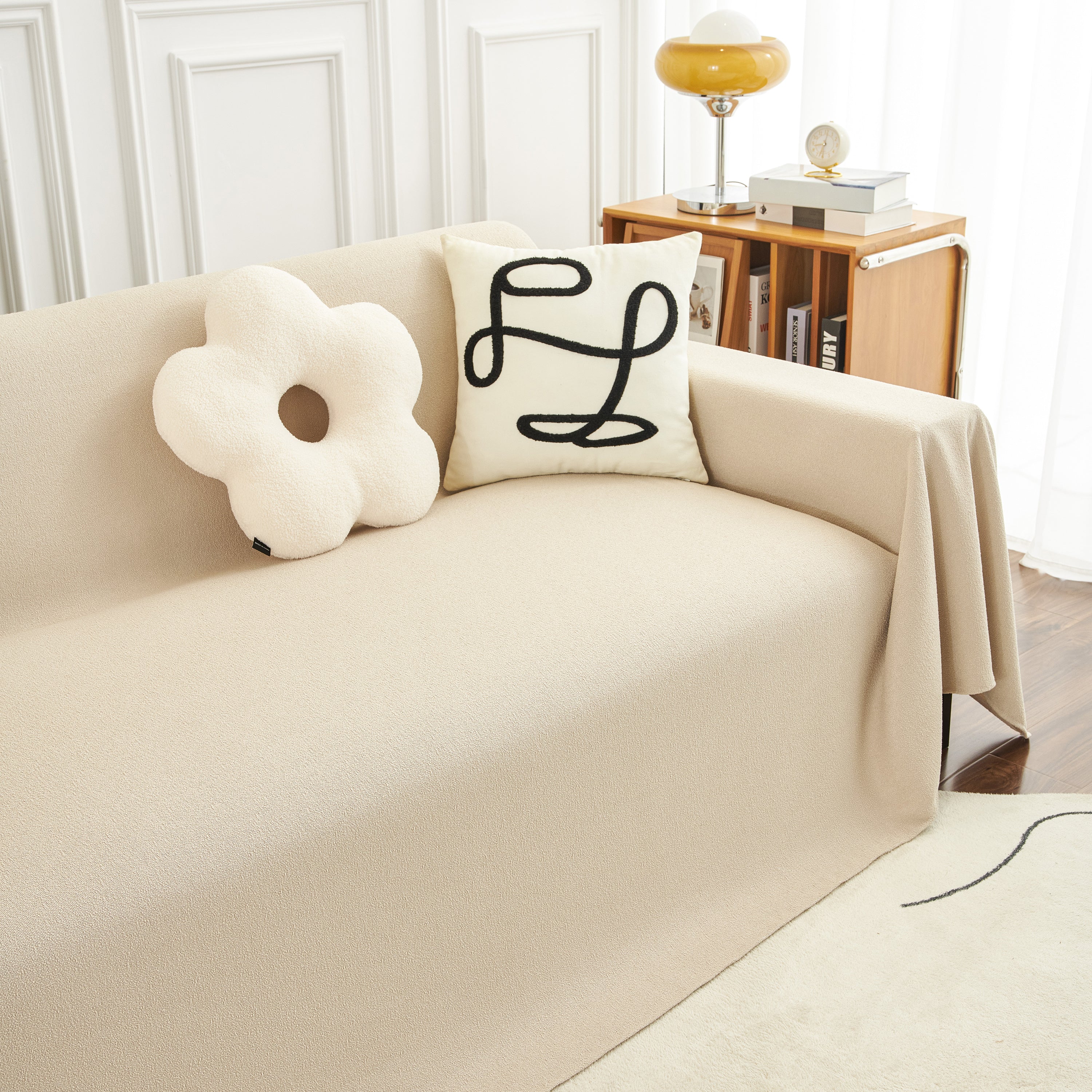 Teddy Throw Blanket And Stylish Slipcover For Couch, Waterproof Sofa Cover For Pets
