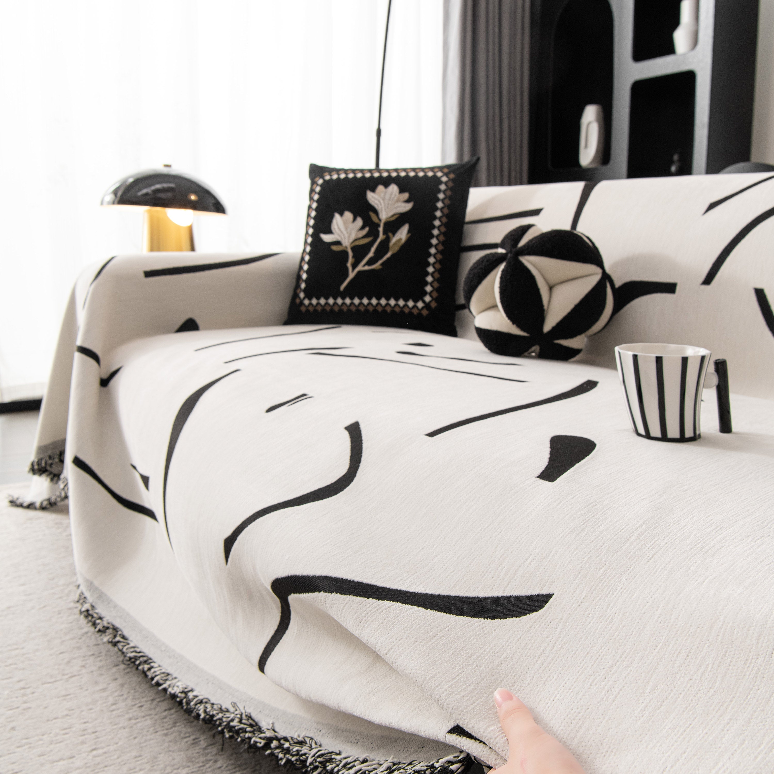 Modern Abstract Couch Cover Blanket, Decor Furniture Protector For Sectional Sofa