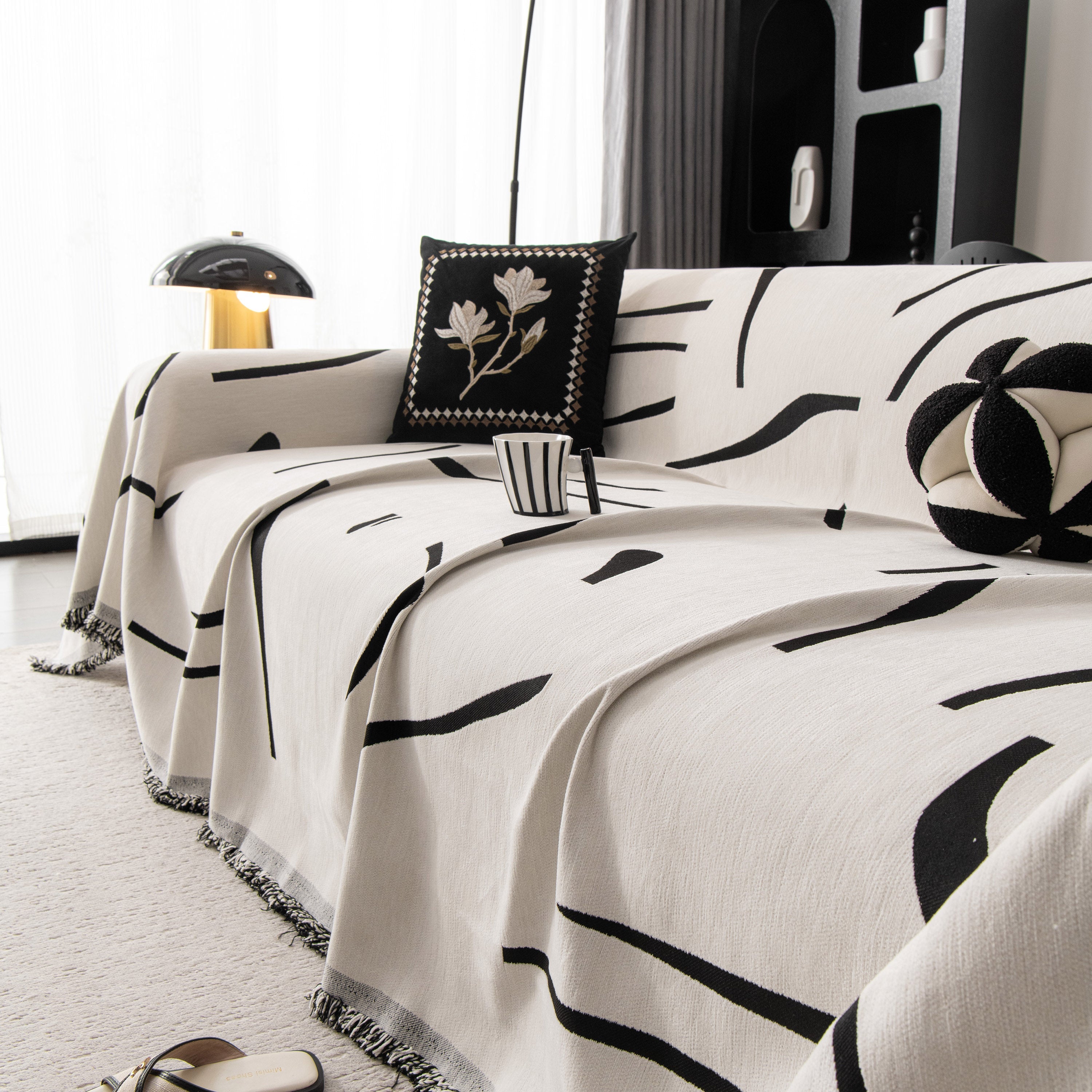 Modern Abstract Couch Cover Blanket, Decor Furniture Protector For Sectional Sofa