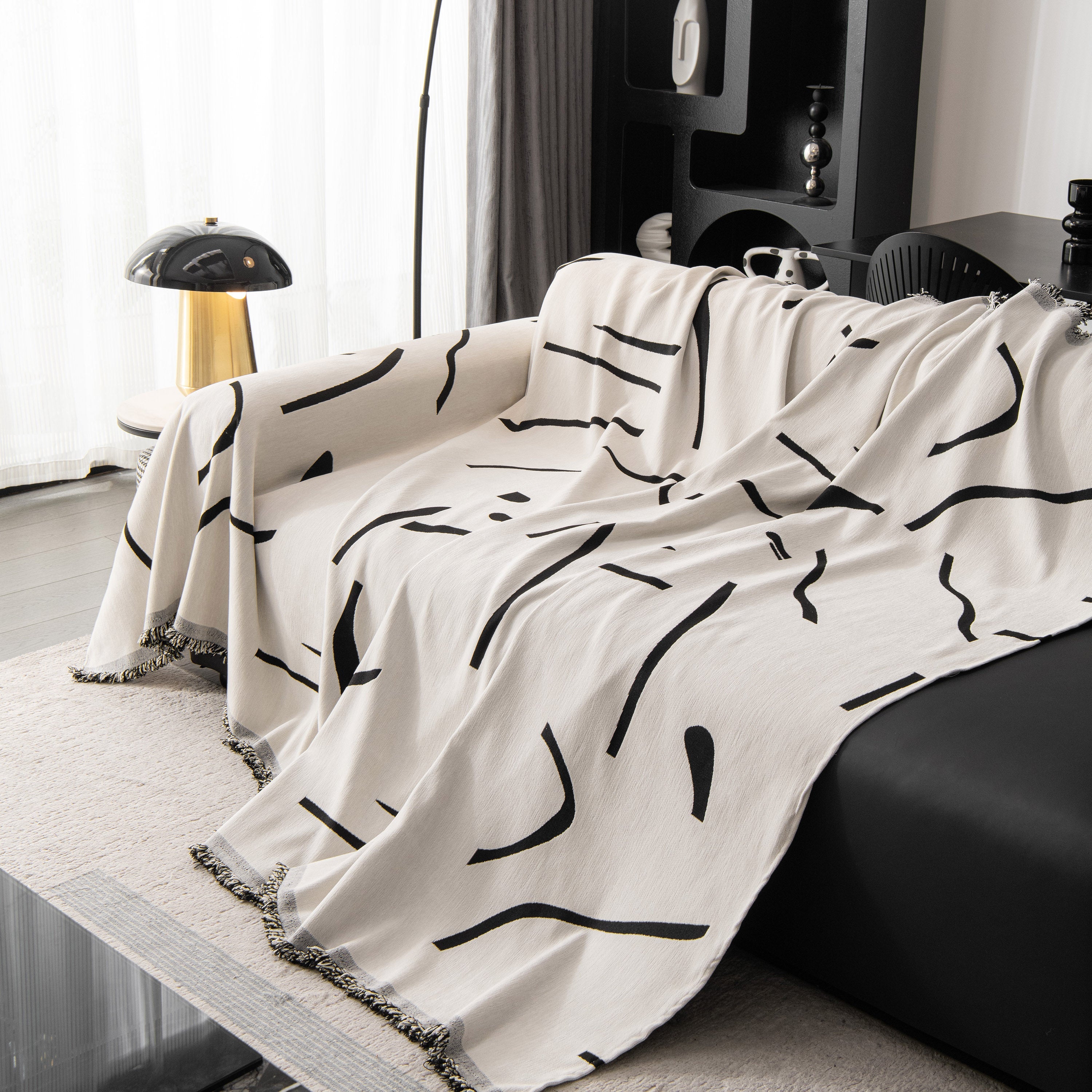 Modern Abstract Couch Cover Blanket, Decor Furniture Protector For Sectional Sofa