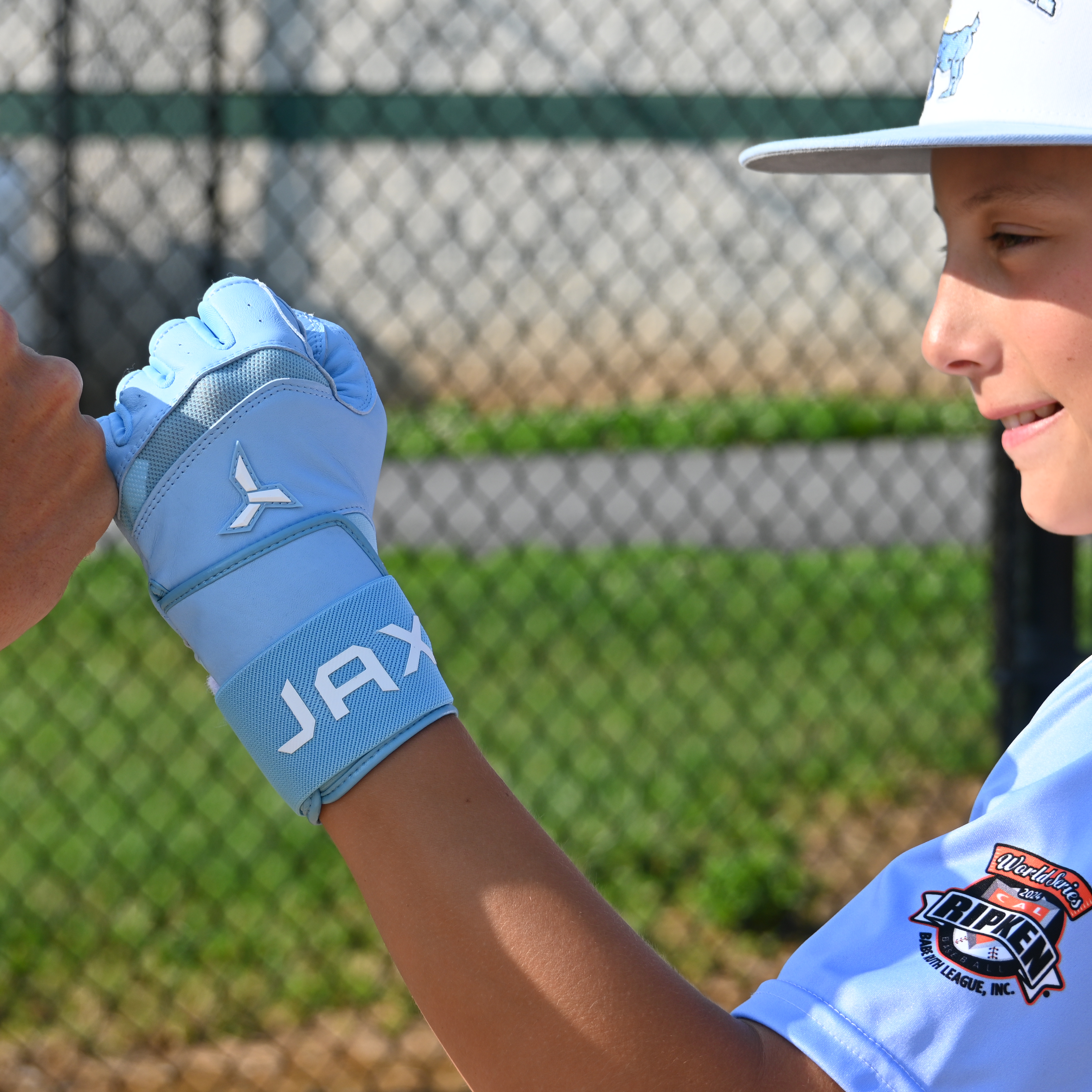 Baby Blue Strap Cuff Batting Gloves