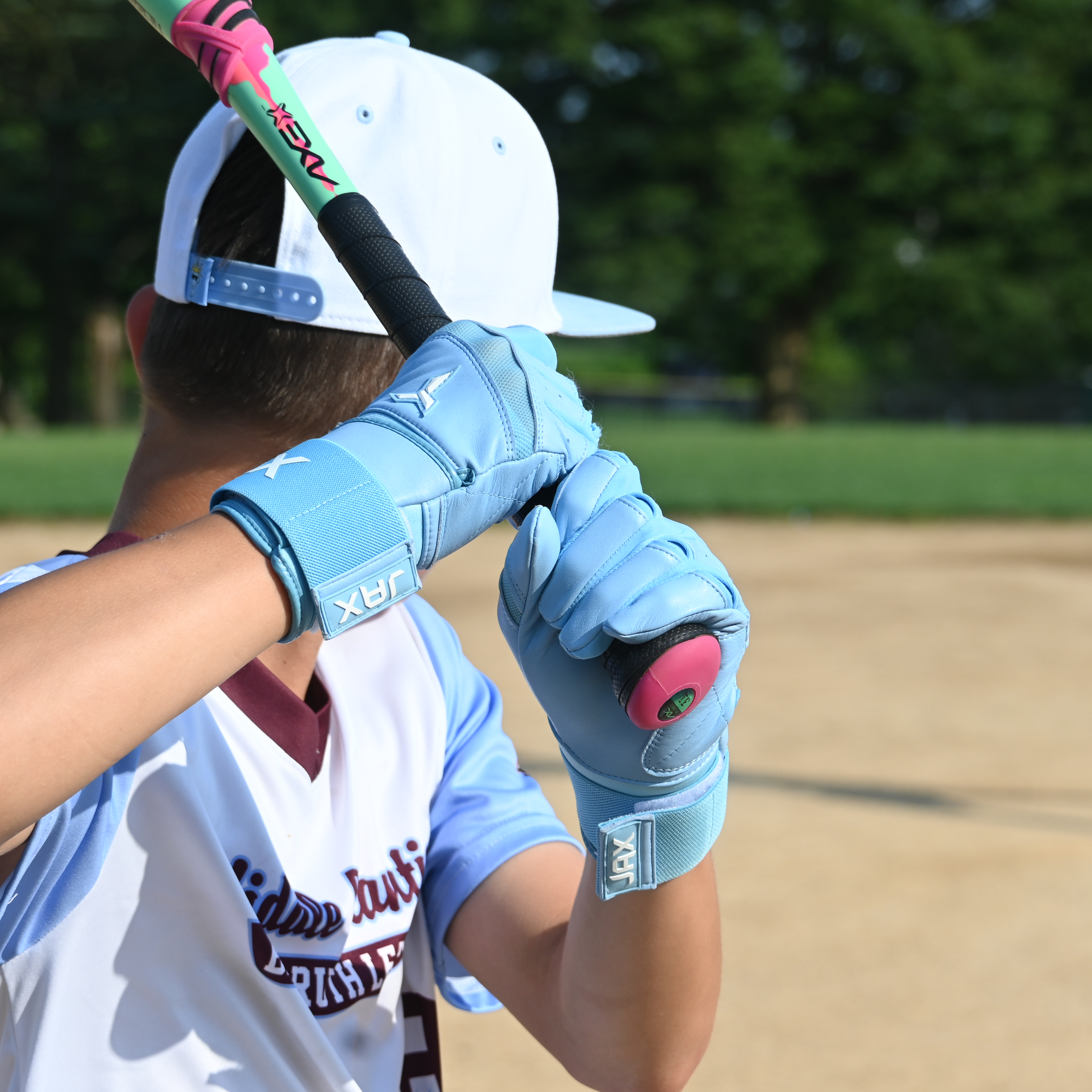 Baby Blue Strap Cuff Batting Gloves
