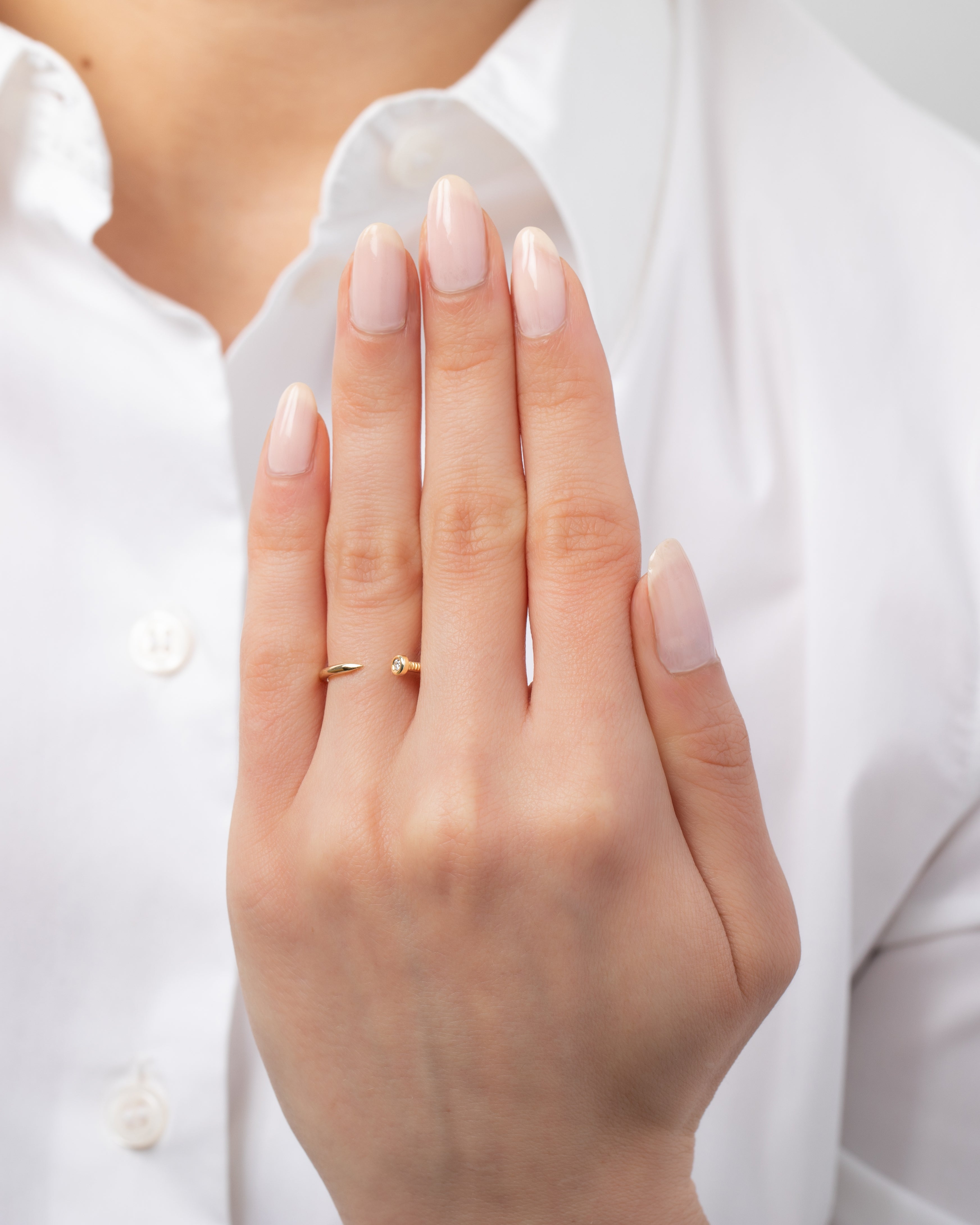 Zoe Lev Diamond Nail Cuff Ring