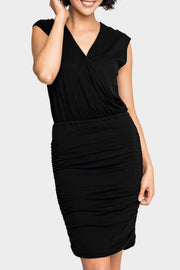 Work It Surplice Rouched Knit Dress