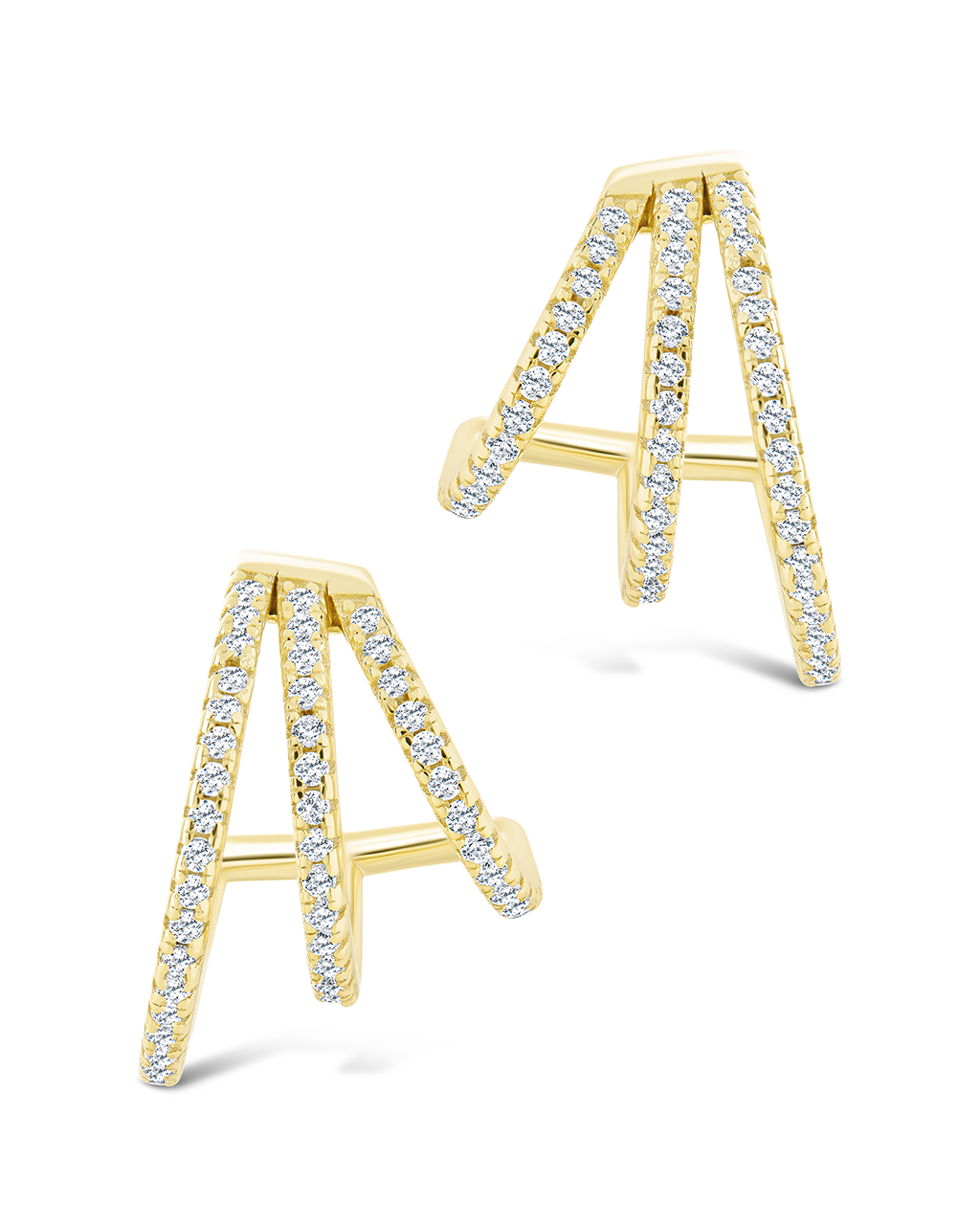Sterling Silver Porter Triple Row Cz Huggie Hoops