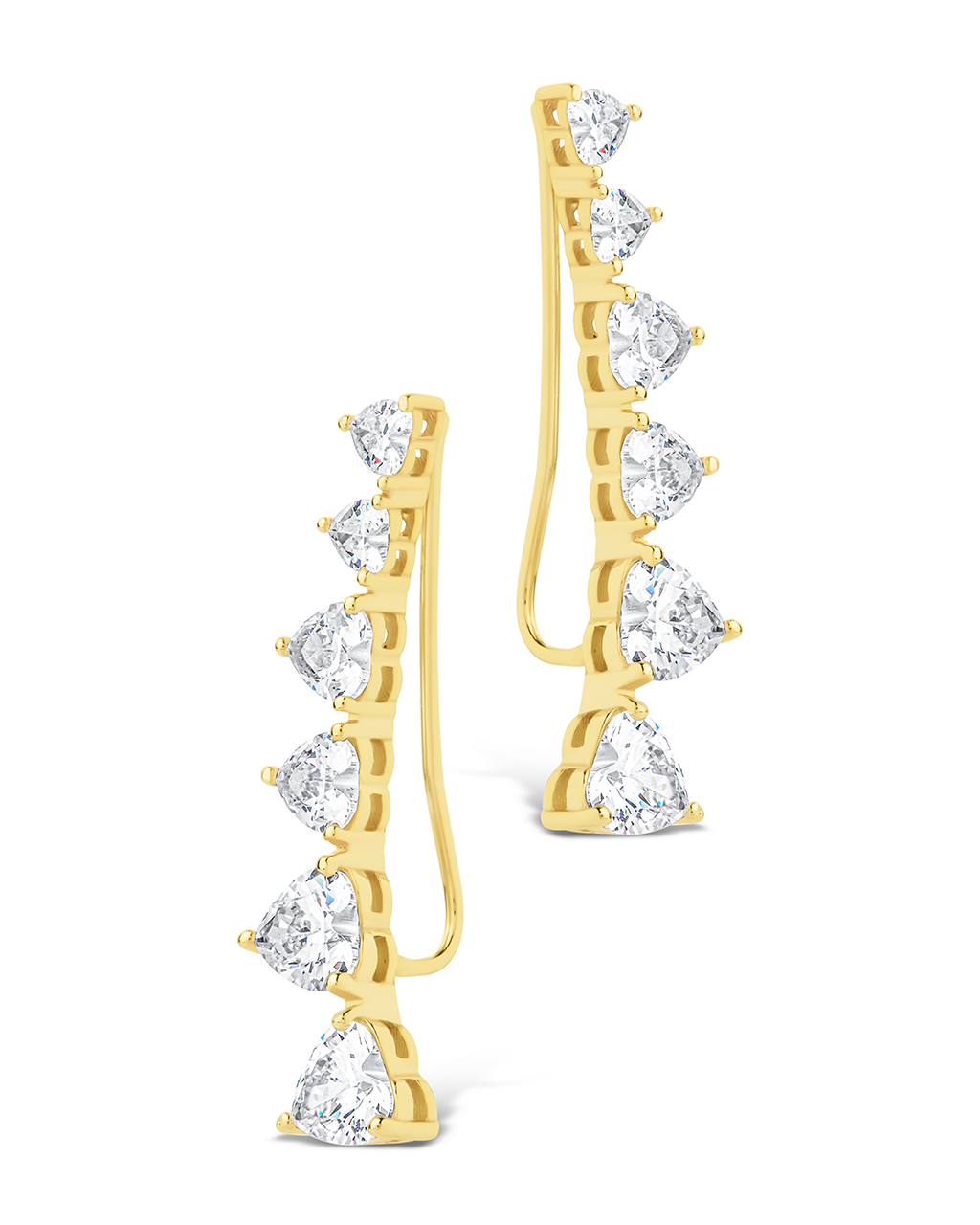 Sterling Silver Jillian Cz Heart Crawler Studs