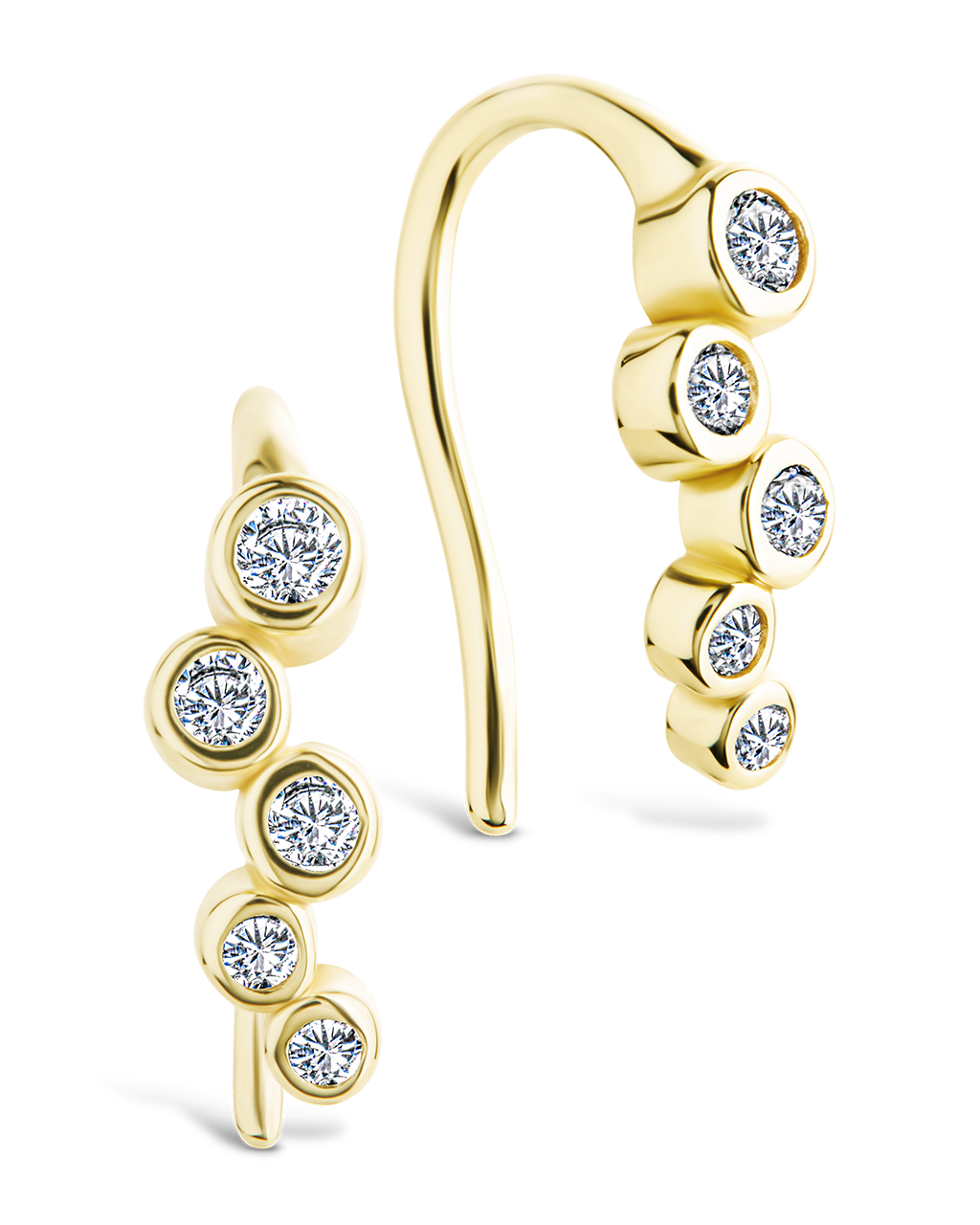 Sterling Silver Talia Cz Bezel Crawler Earrings