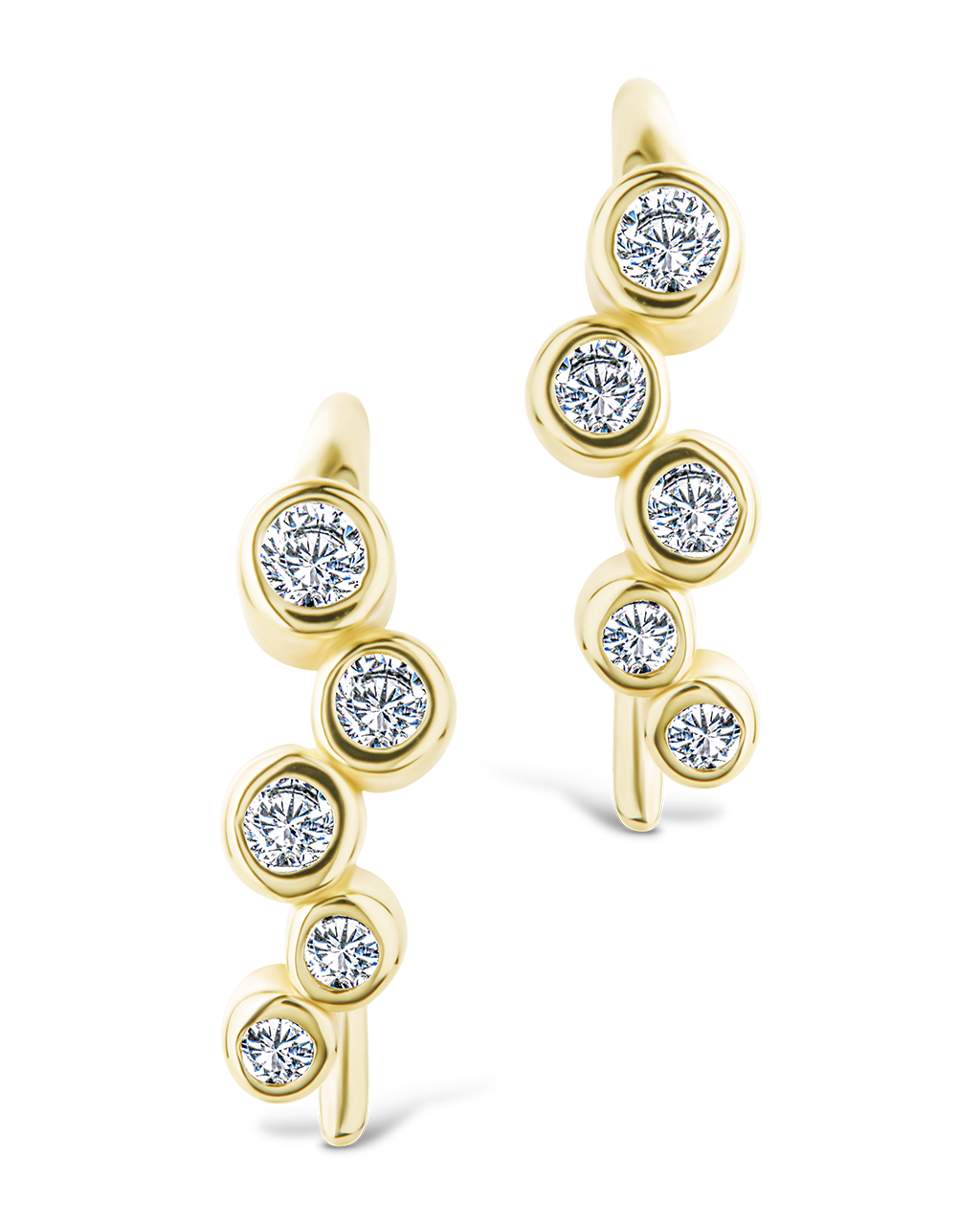 Sterling Silver Talia Cz Bezel Crawler Earrings