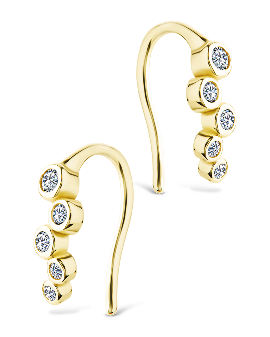 Sterling Silver Talia Cz Bezel Crawler Earrings