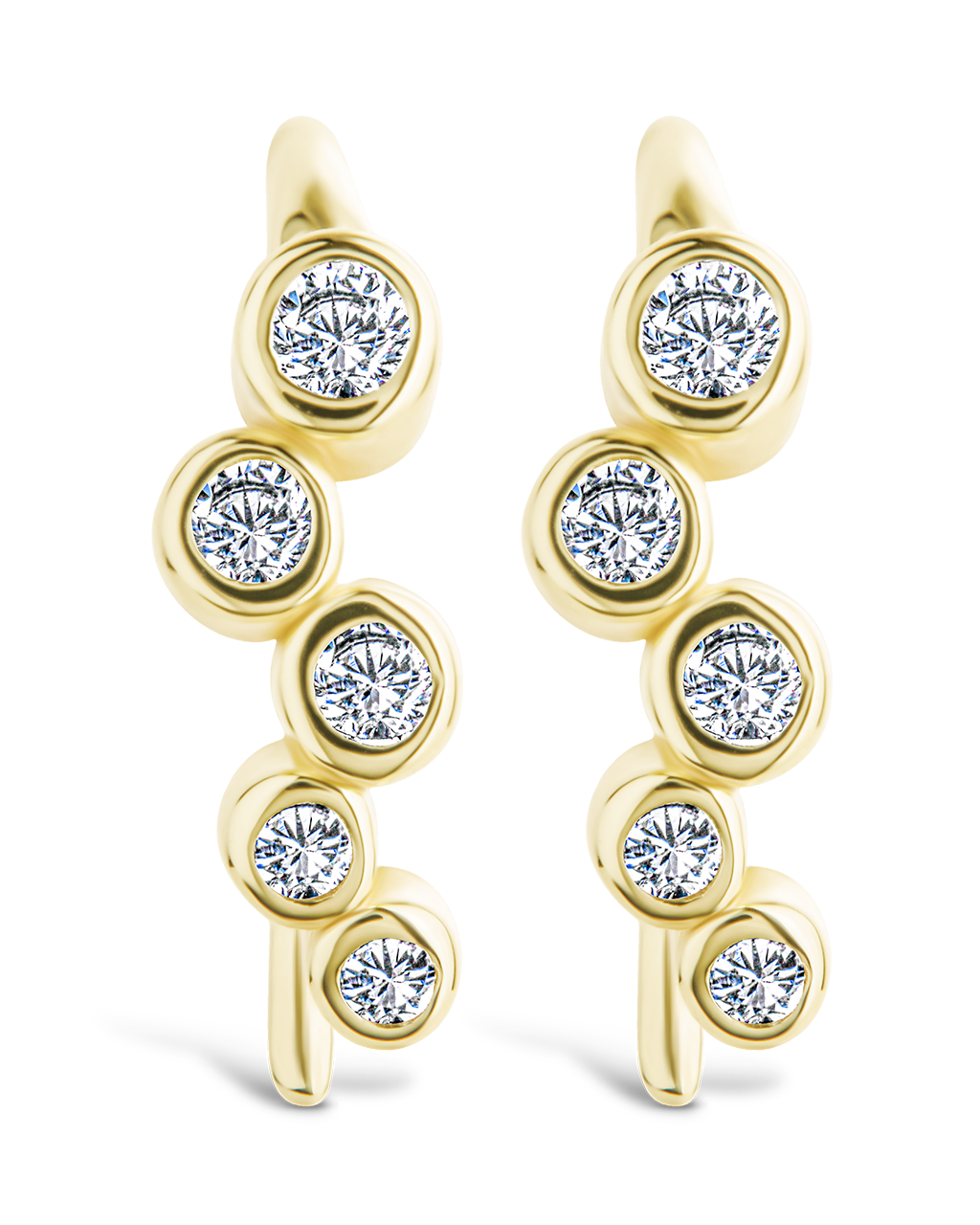 Sterling Silver Talia Cz Bezel Crawler Earrings