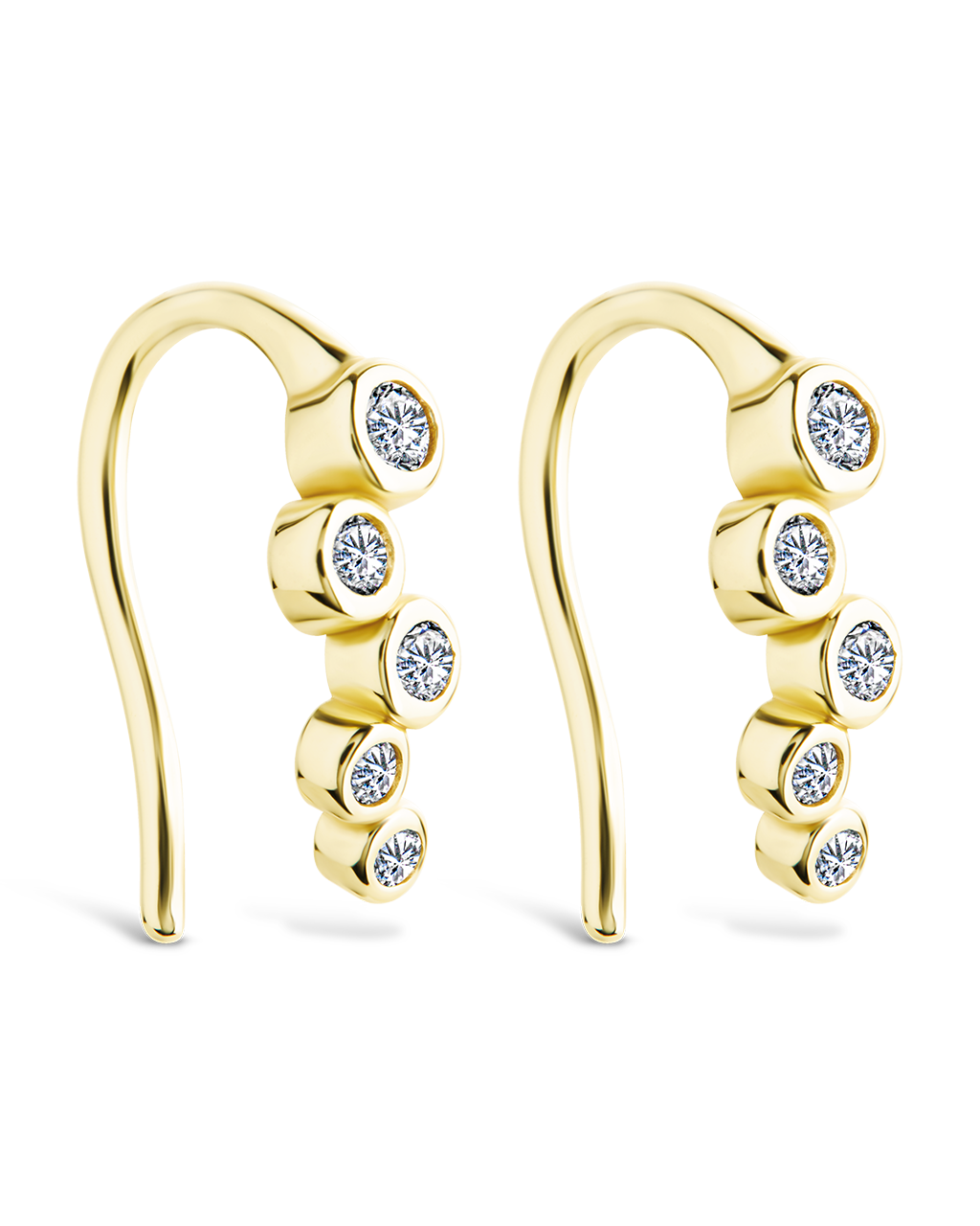 Sterling Silver Talia Cz Bezel Crawler Earrings
