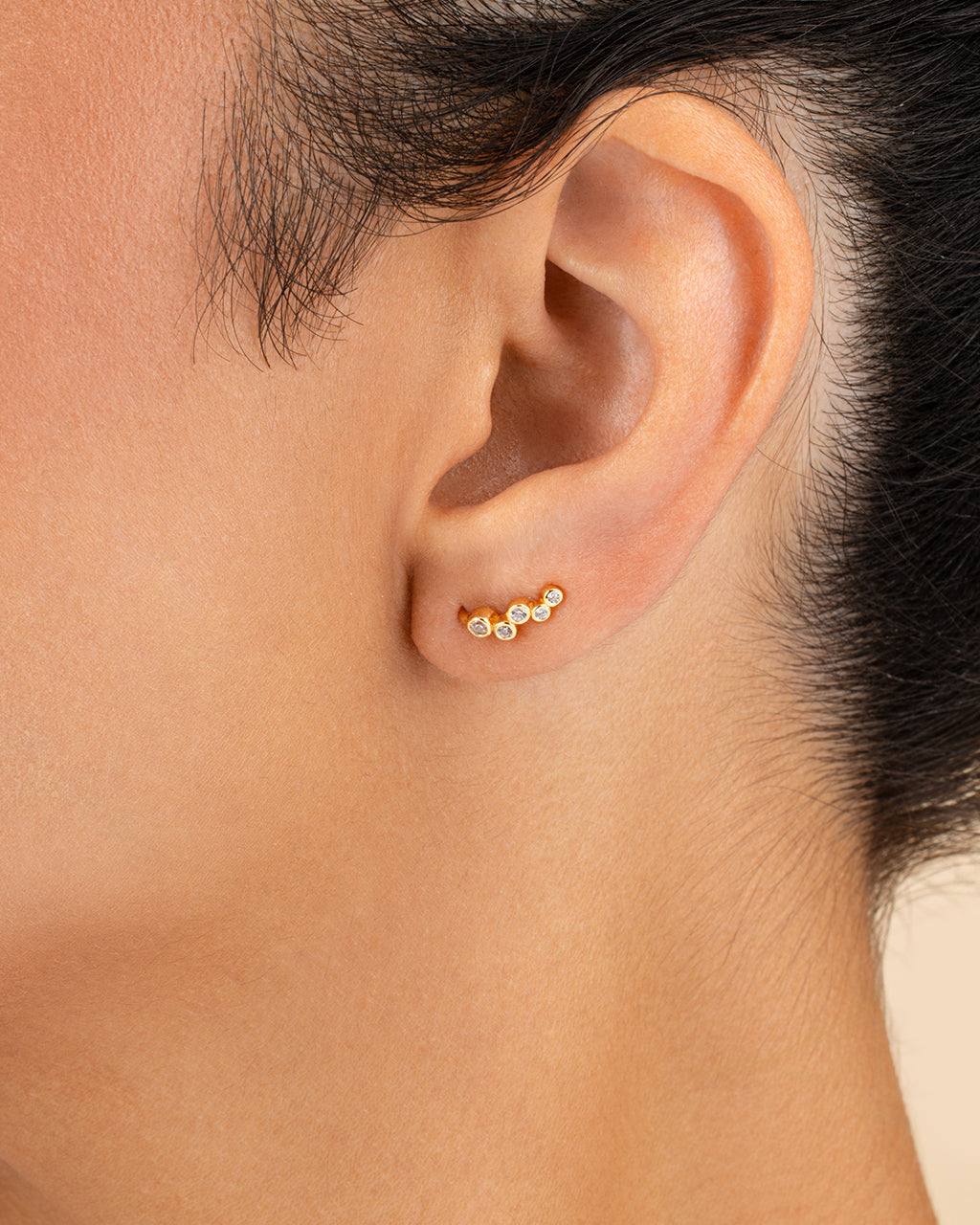 Sterling Silver Talia Cz Bezel Crawler Earrings