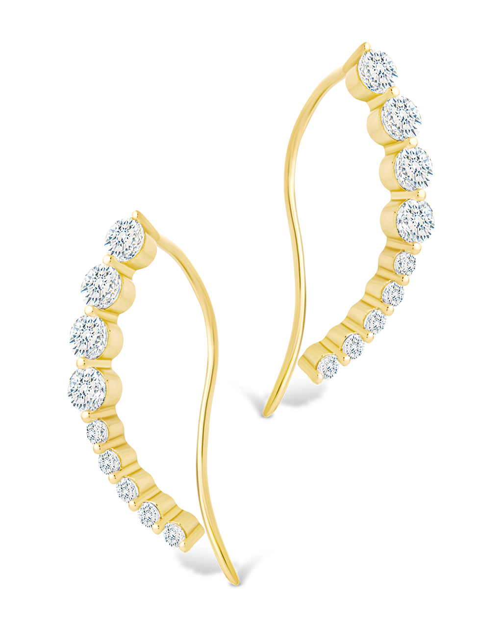 Sterling Silver Brilliant Round Cz Crawlers