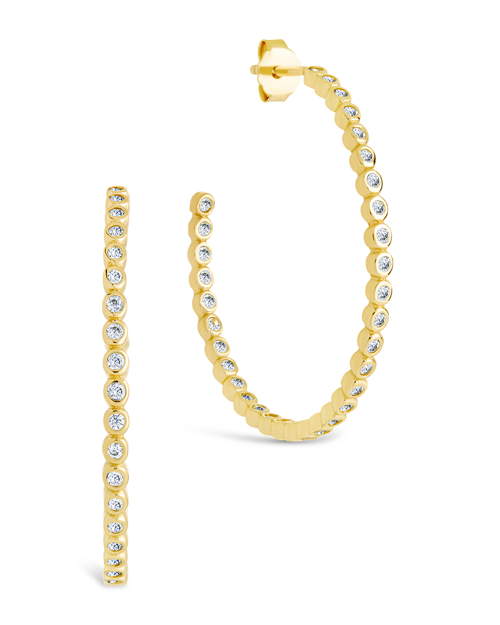 Sterling Silver Bezel Statement Bubble Hoops