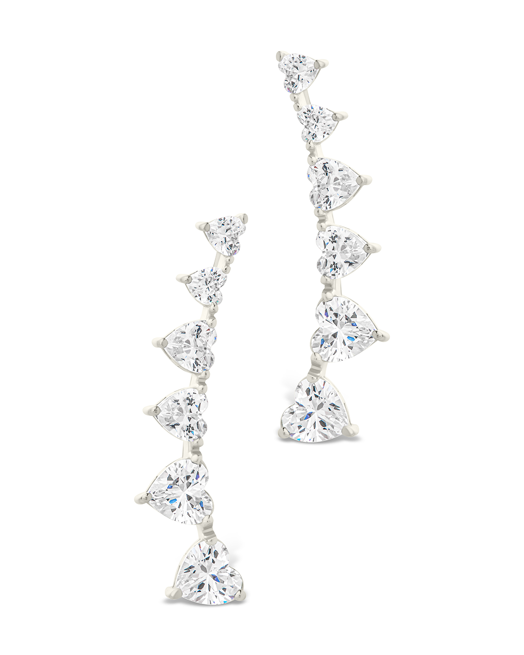Sterling Silver Jillian Cz Heart Crawler Studs
