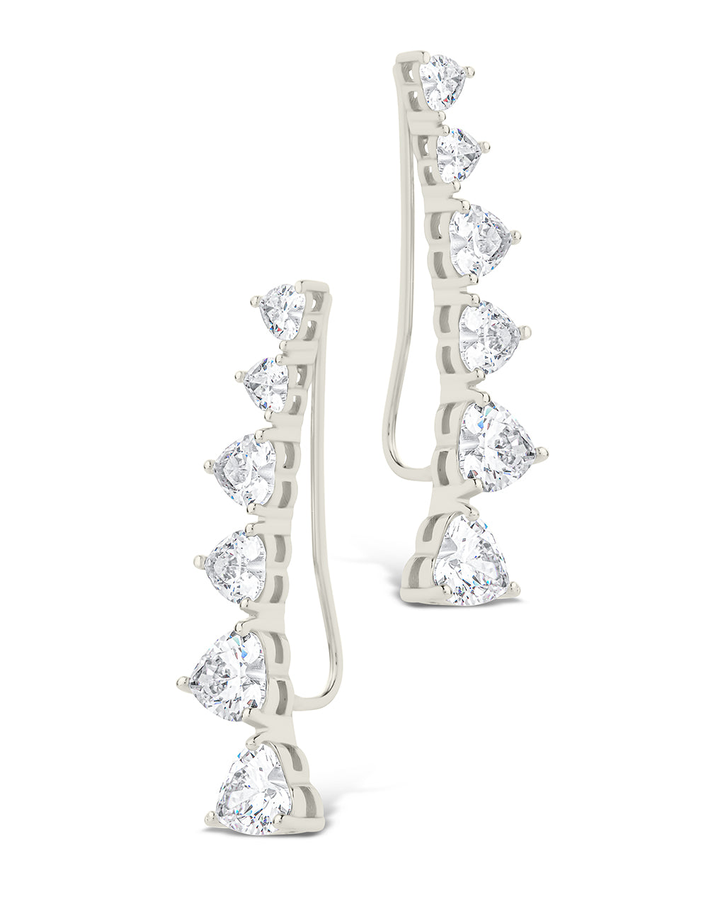 Sterling Silver Jillian Cz Heart Crawler Studs