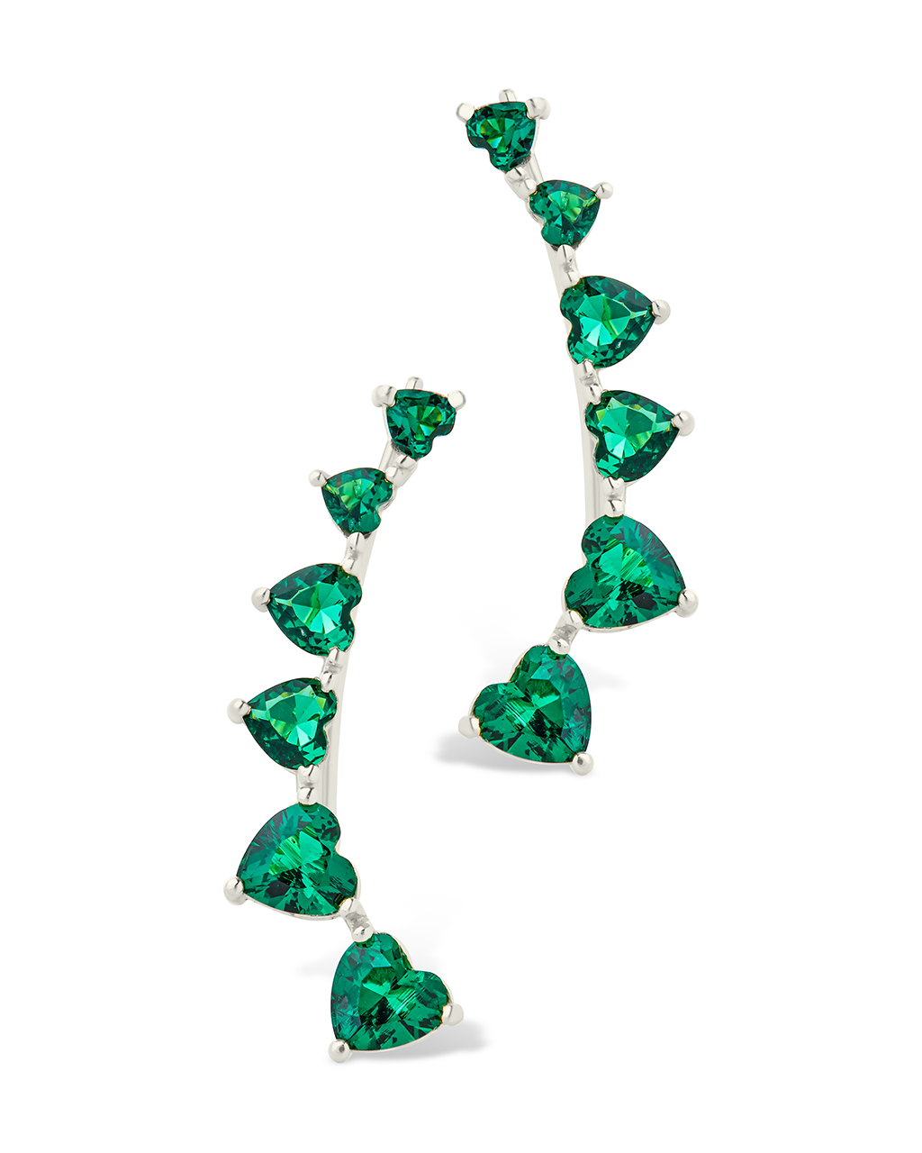 Sterling Silver Jillian Cz Heart Crawler Studs