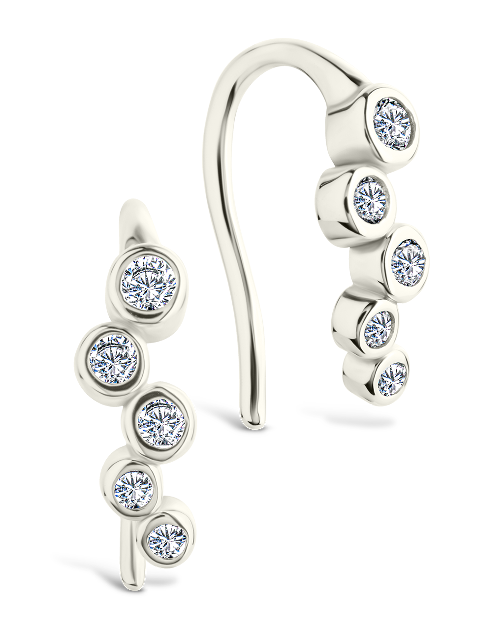 Sterling Silver Talia Cz Bezel Crawler Earrings