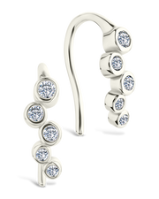 Sterling Silver Talia Cz Bezel Crawler Earrings