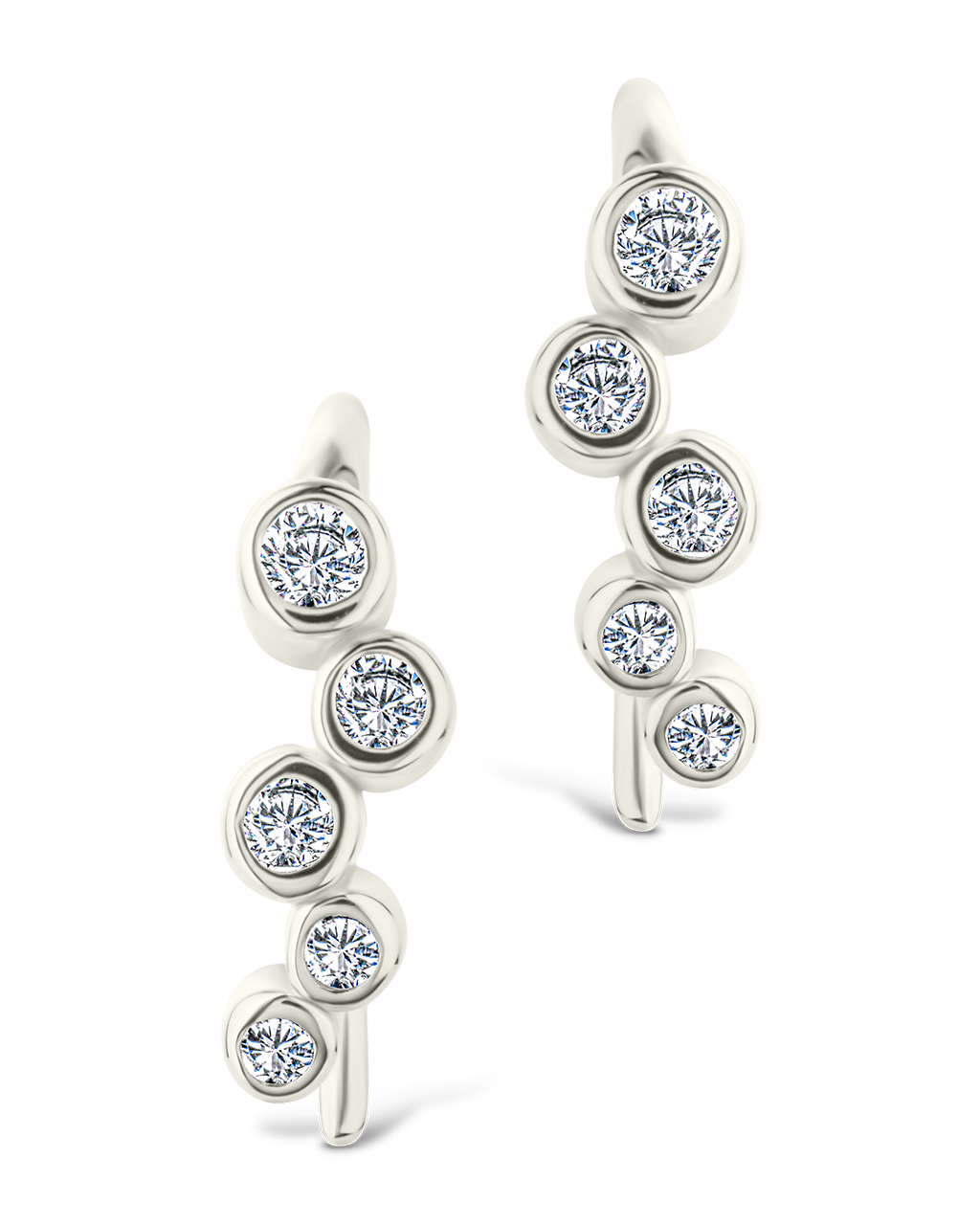 Sterling Silver Talia Cz Bezel Crawler Earrings