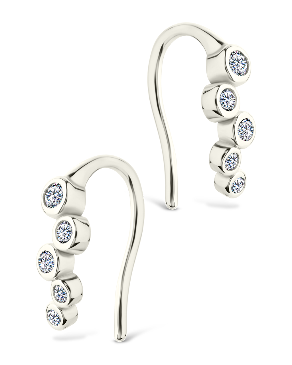 Sterling Silver Talia Cz Bezel Crawler Earrings