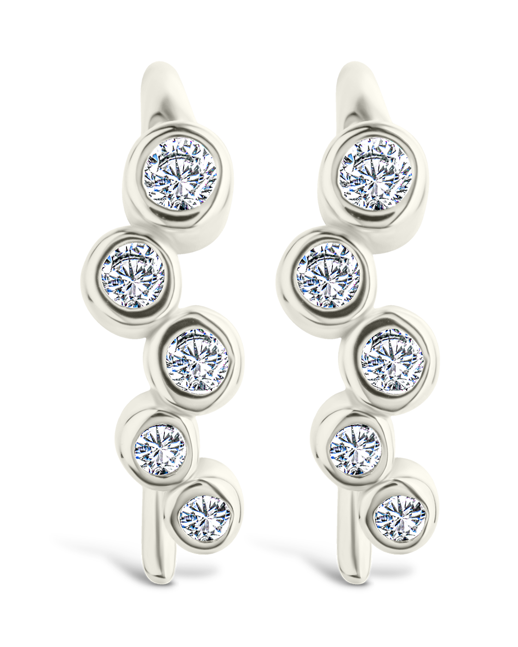 Sterling Silver Talia Cz Bezel Crawler Earrings