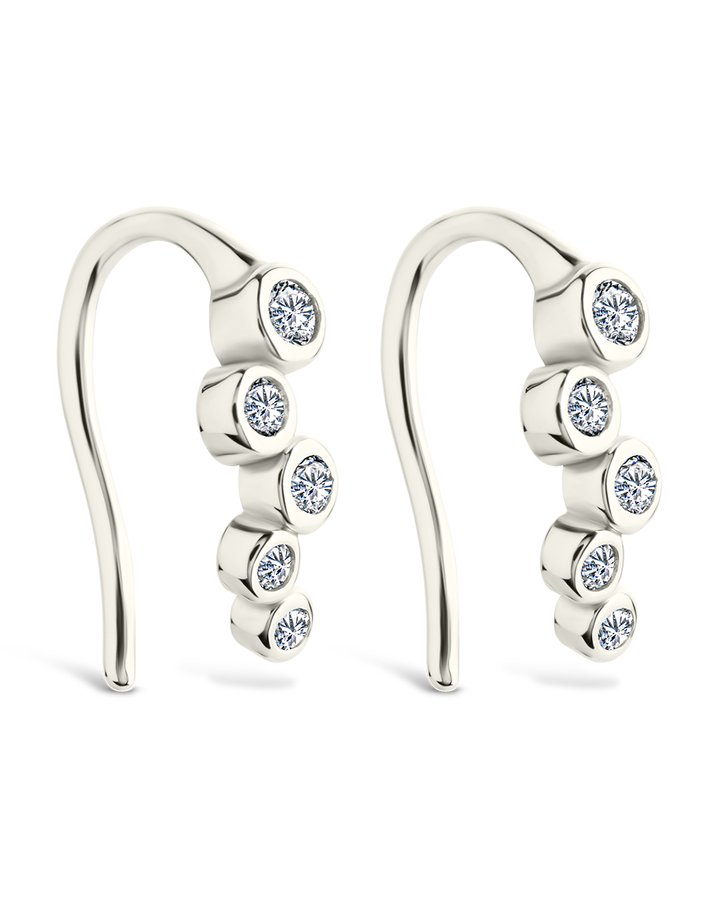 Sterling Silver Talia Cz Bezel Crawler Earrings