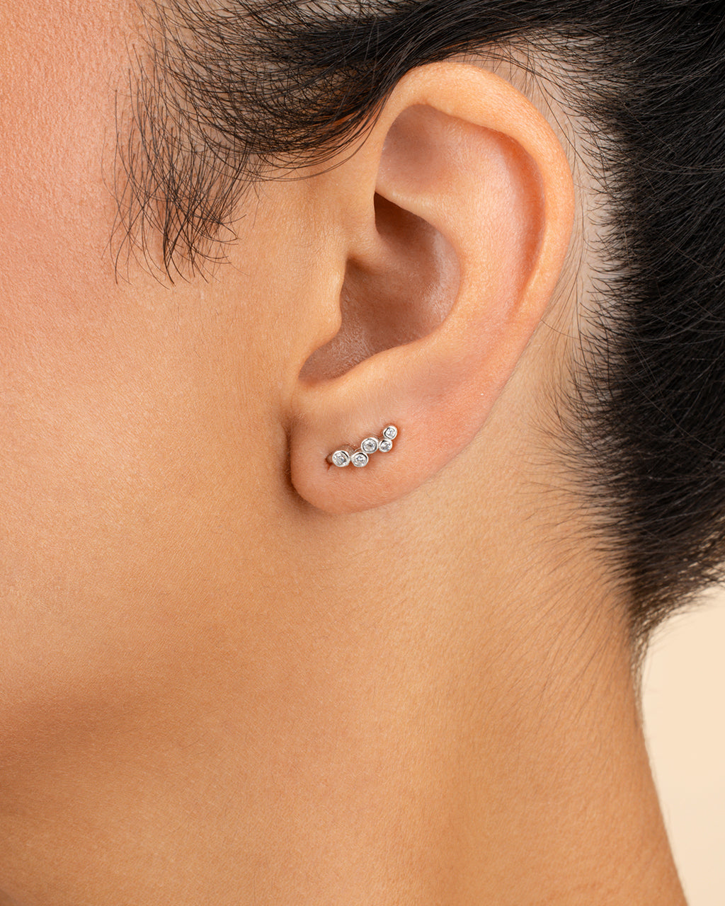 Sterling Silver Talia Cz Bezel Crawler Earrings