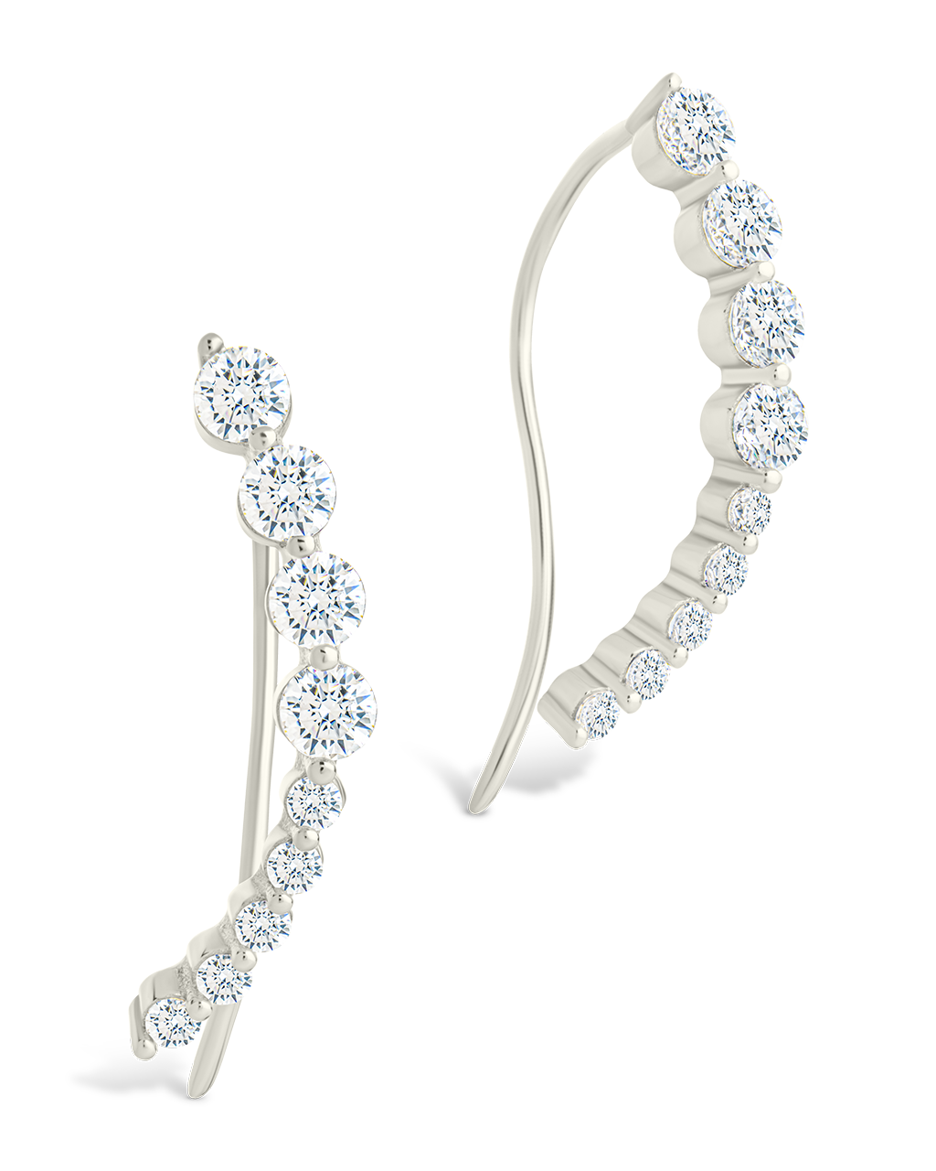 Sterling Silver Brilliant Round Cz Crawlers