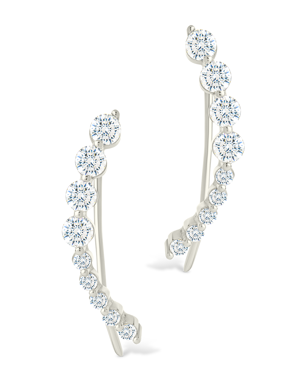 Sterling Silver Brilliant Round Cz Crawlers