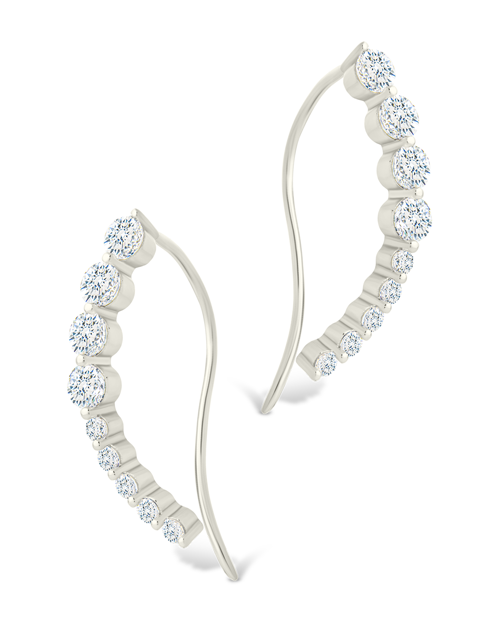 Sterling Silver Brilliant Round Cz Crawlers