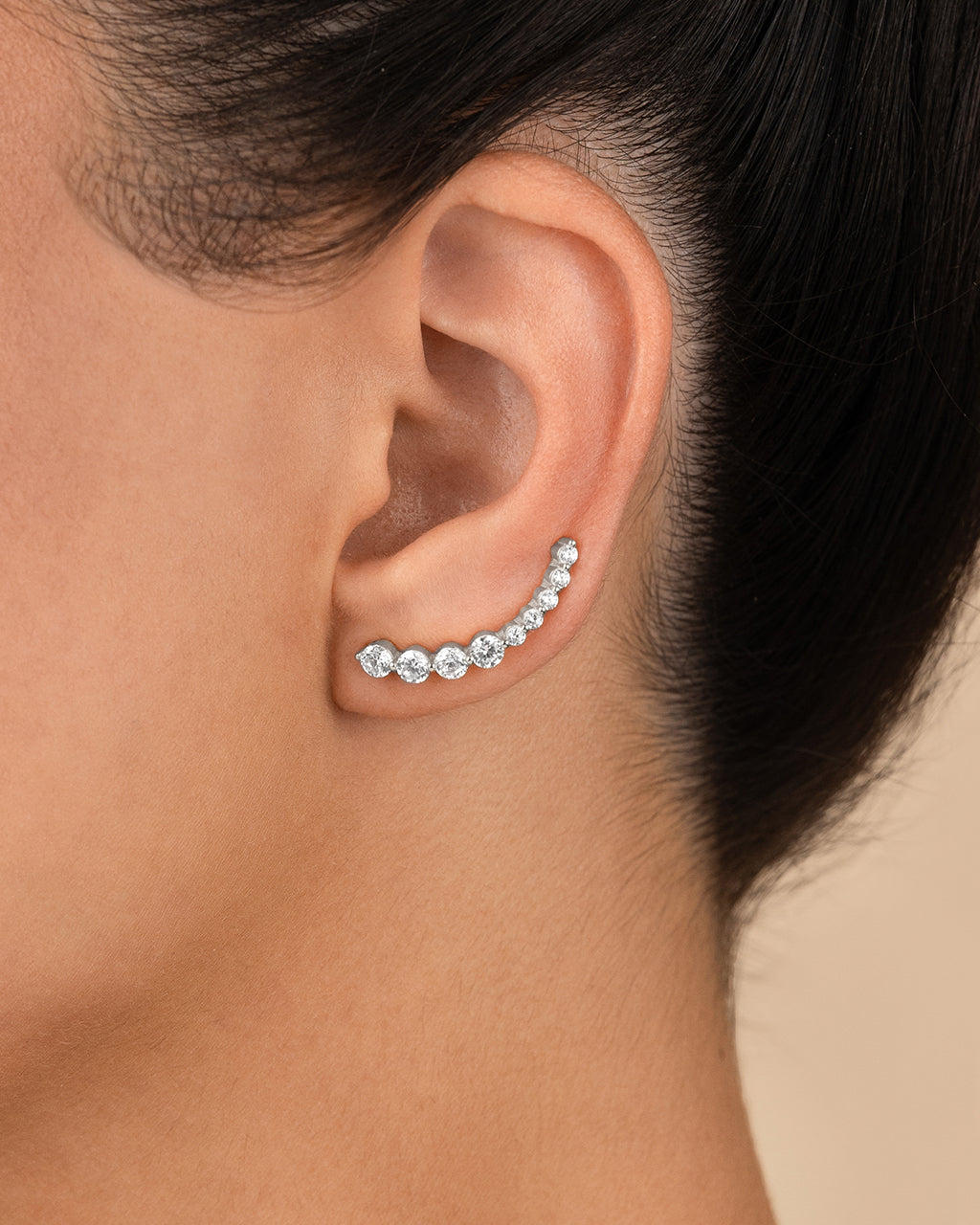 Sterling Silver Brilliant Round Cz Crawlers